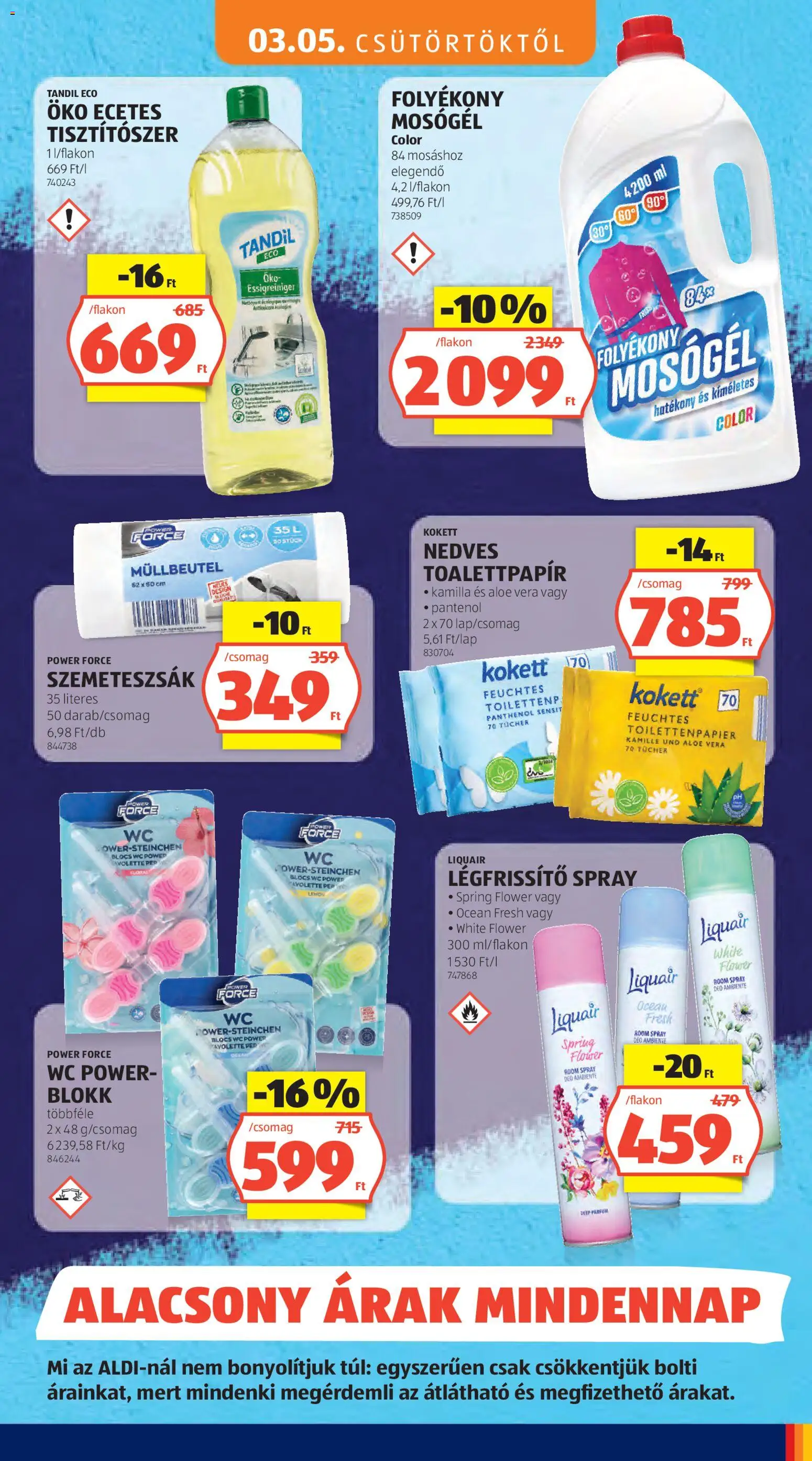 Aldi akciós ujság - amely érvényes a következő dátumtól: 05.03.2026 | Oldal: 33 | Termékek: Szemeteszsák, WC, Légfrissítő, Aloe vera