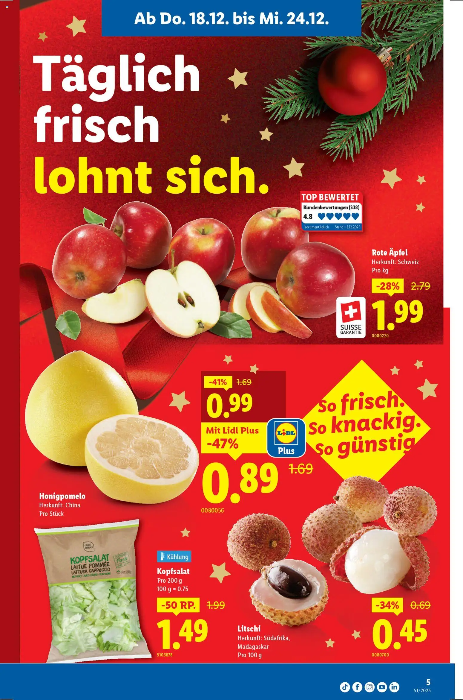 Lidl Aktionen – gültig ab 18.12.2025 | Seite: 5 | Produkte: Äpfel, Top