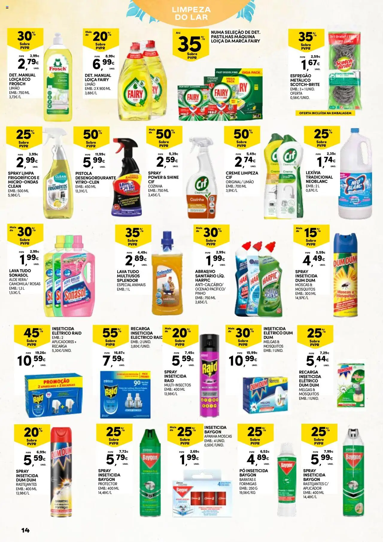 Continente - Verão │ válido de 17.06.2025 | Página: 14 | Produtos: Esfregão, Pó, Inseticida, Microondas