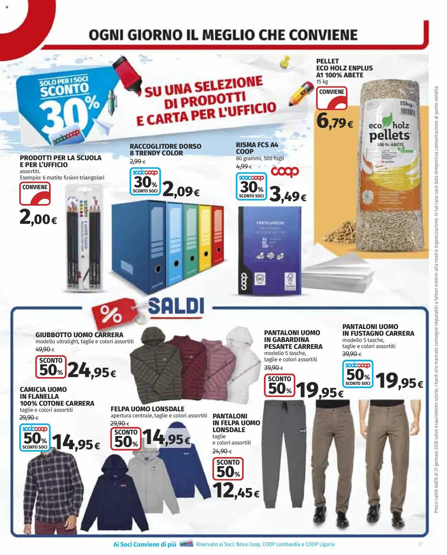 Volantino COOP del 08.01.2026 | Pagina: 17 | Prodotti: Pellet, Camicia, Felpa, Pantaloni