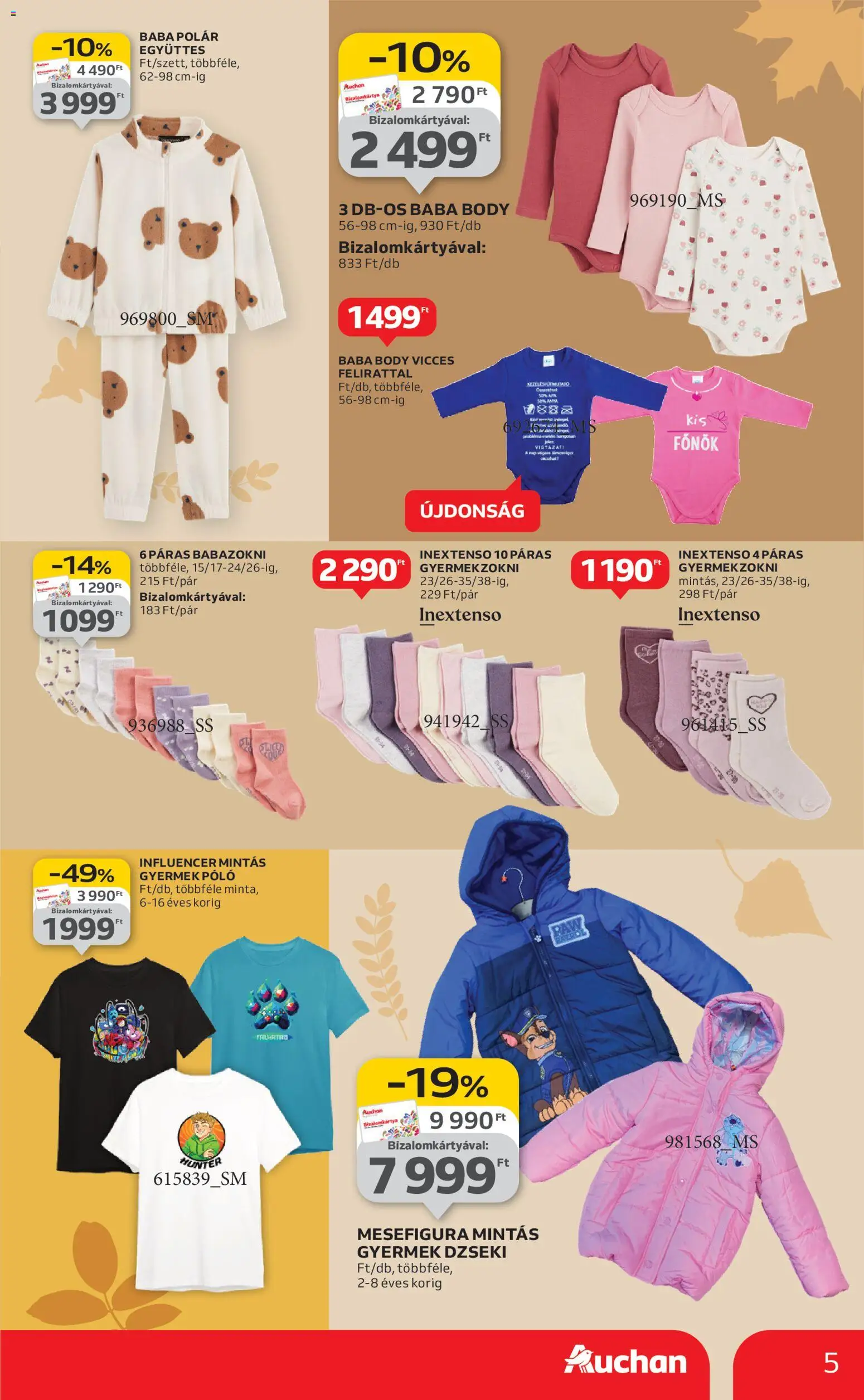 Auchan akciós ujság - amely érvényes a következő dátumtól: 30.10.2025 | Oldal: 5 | Termékek: Body, Dzseki