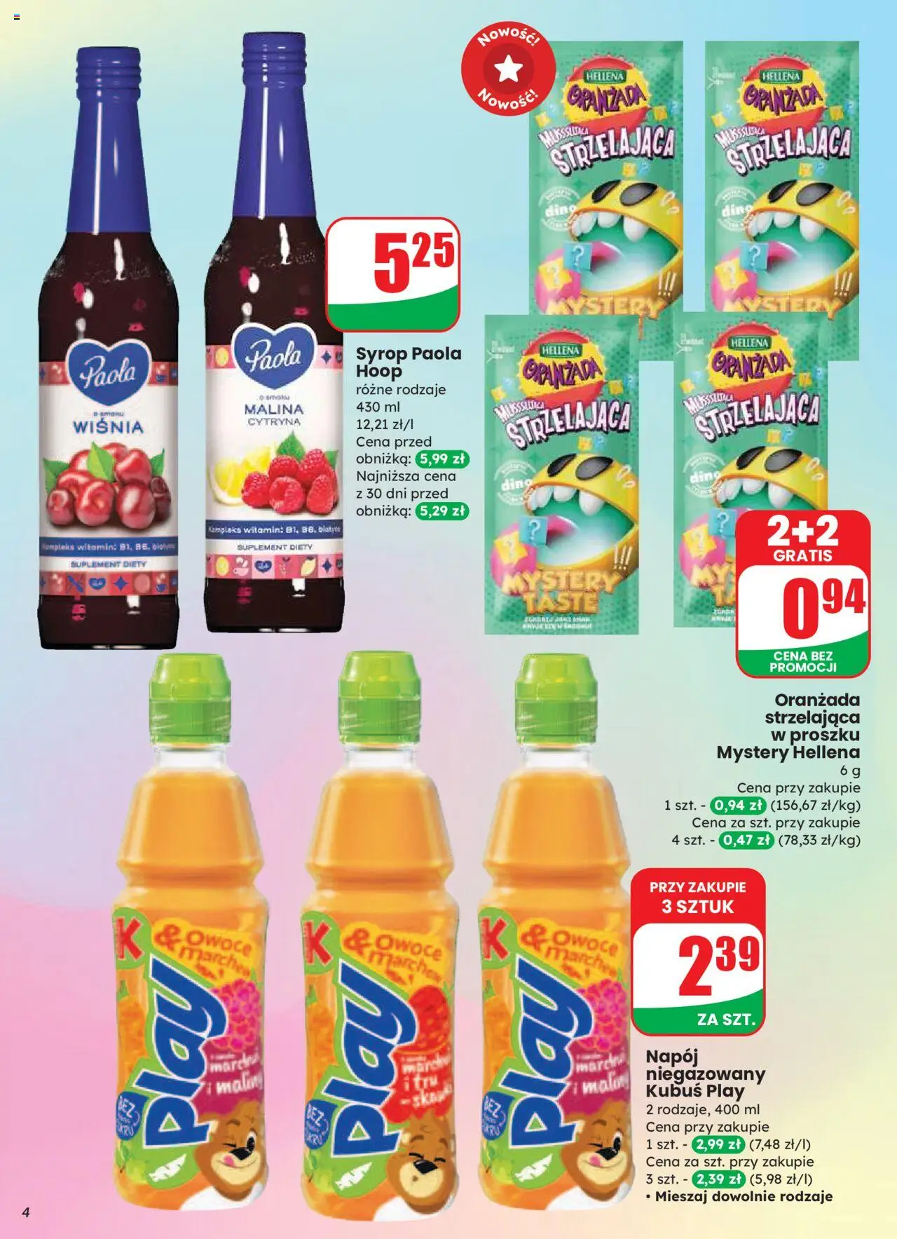 Dino Gazetka od 20.08.2025 | Strona: 4 | Produkty: Cytryna, Syrop, Malina, Owoce