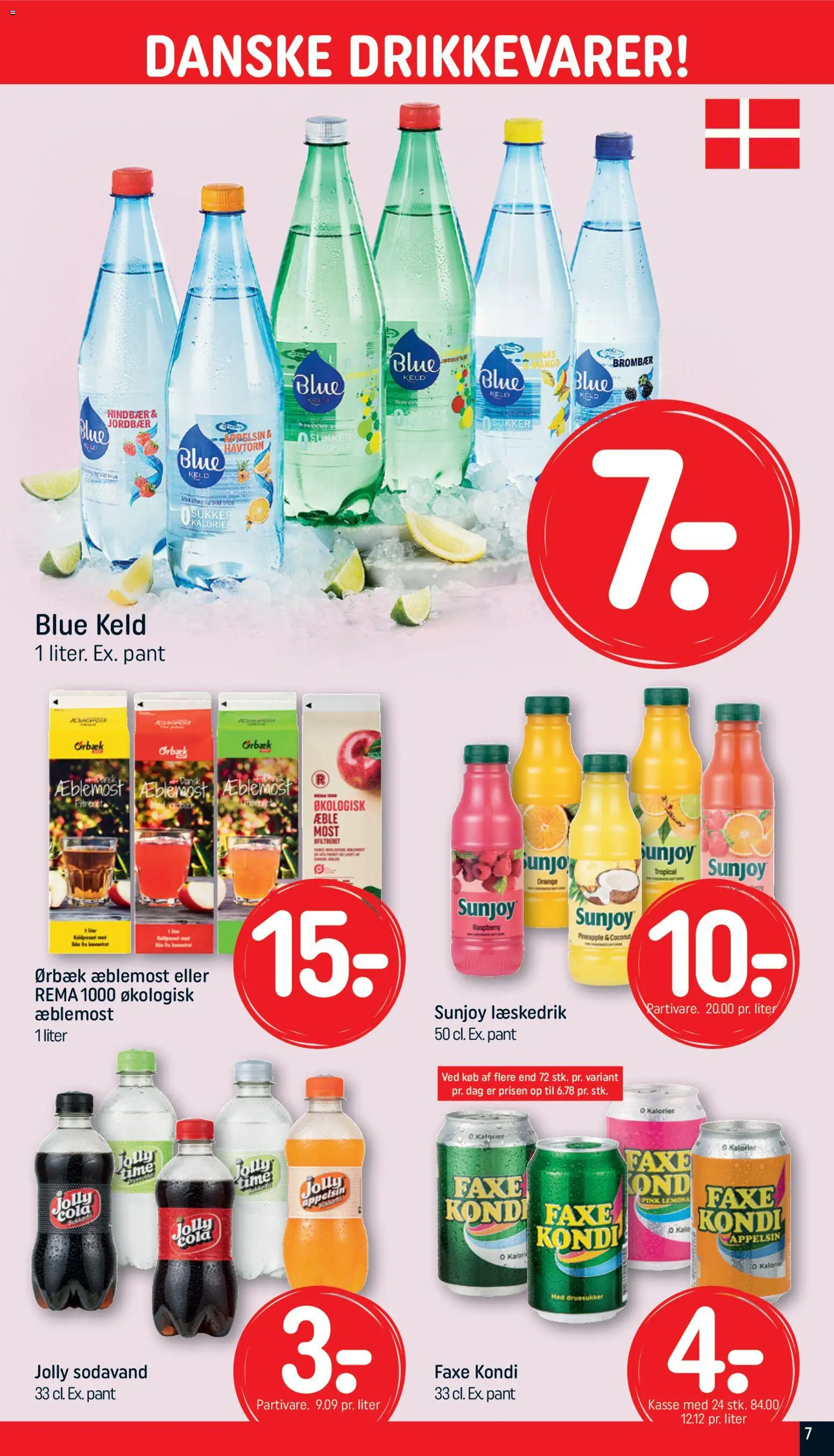 Rema 1000 tilbudsavis – gyldig fra 19.04.2026 | Side: 7 | Produkter: Juice, Jordbær, Faxe Kondi, Sukker