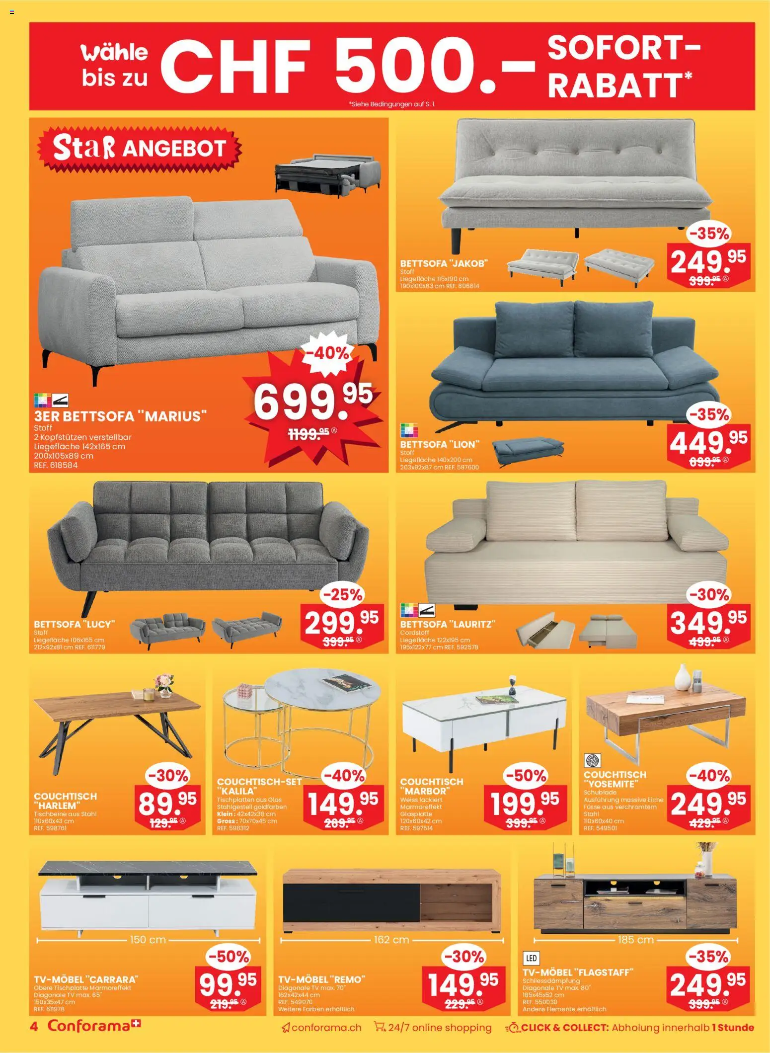 Conforama Aktionen – gültig ab 31.12.2025 | Seite: 4 | Produkte: Couchtisch, TV