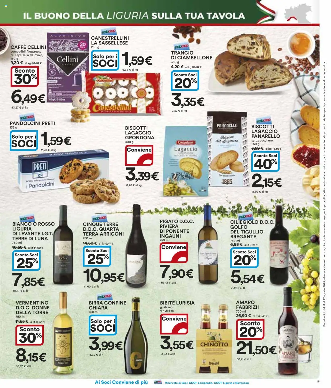Volantino Ipercoop del 14.08.2025 | Pagina: 15 | Prodotti: Birra, Chinotto, Biscotti, Data
