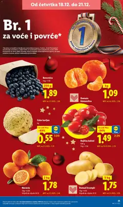Domaći krumpir, 1 kg = 0.35, Vrijedi do srijede 24.12. - Pregled kataloga iz trgovine Lidl, vrijedi od 15.12.2025 | Stranica: 71