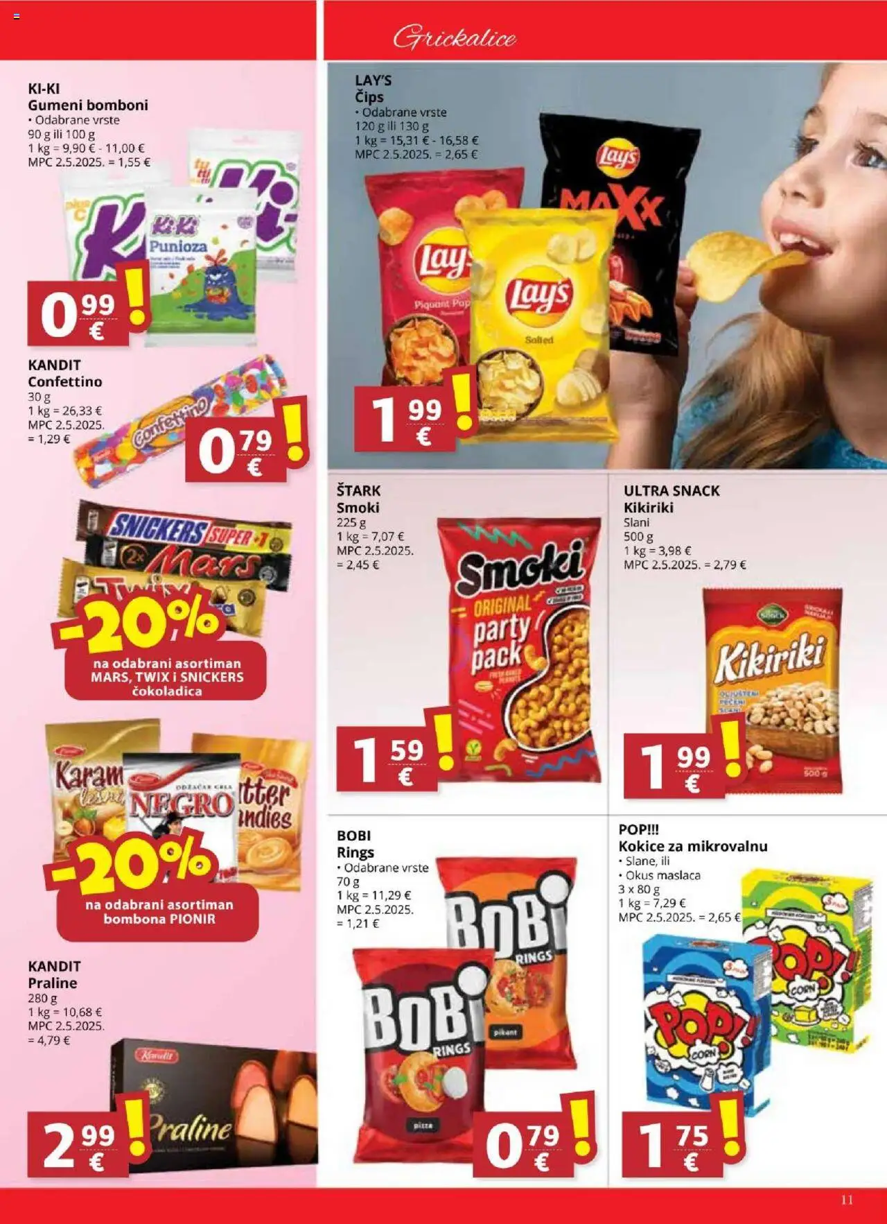 Ultra Gros katalog | vrijedi od 10.09.2025 | Stranica: 11 | Proizvodi: Praline, Snickers, Kokice, Kikiriki