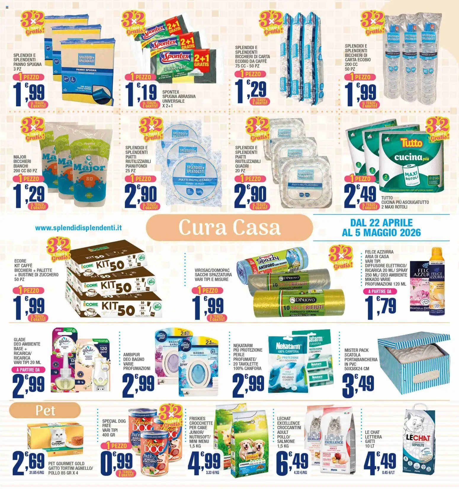 Volantino Splendidi e Splendenti del 22.04.2026 | Pagina: 11 | Prodotti: Spugna, Caffè, Pollo, Scatola
