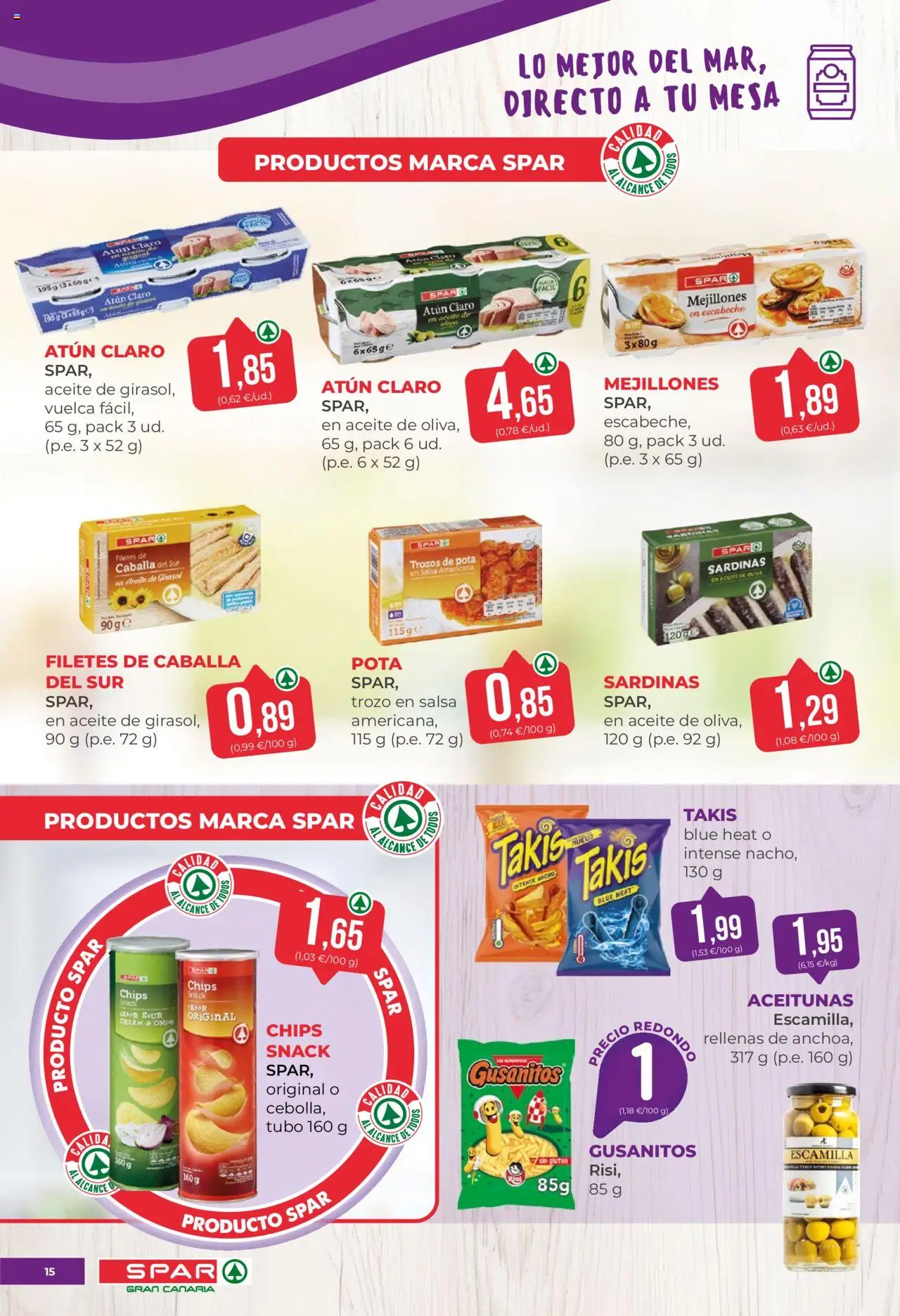 Spar folleto │ válido desde el 27.06.2025 | Página: 15 | Productos: Aceite, Σταθμός εργασίας, Mesa, Atún claro