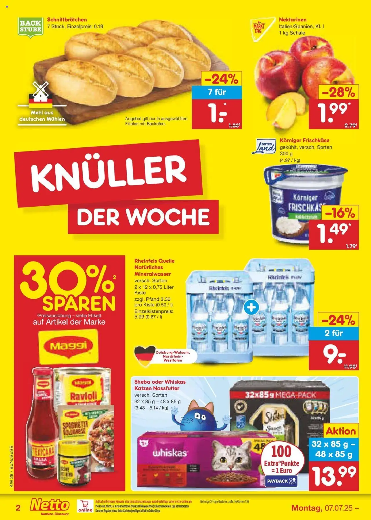 Netto Marken-Discount prospekt Herne	 - gültig ab dem 07.07.2025 | Seite: 2 | Produkte: Sheba, Mehl, Maggi, Nektarinen