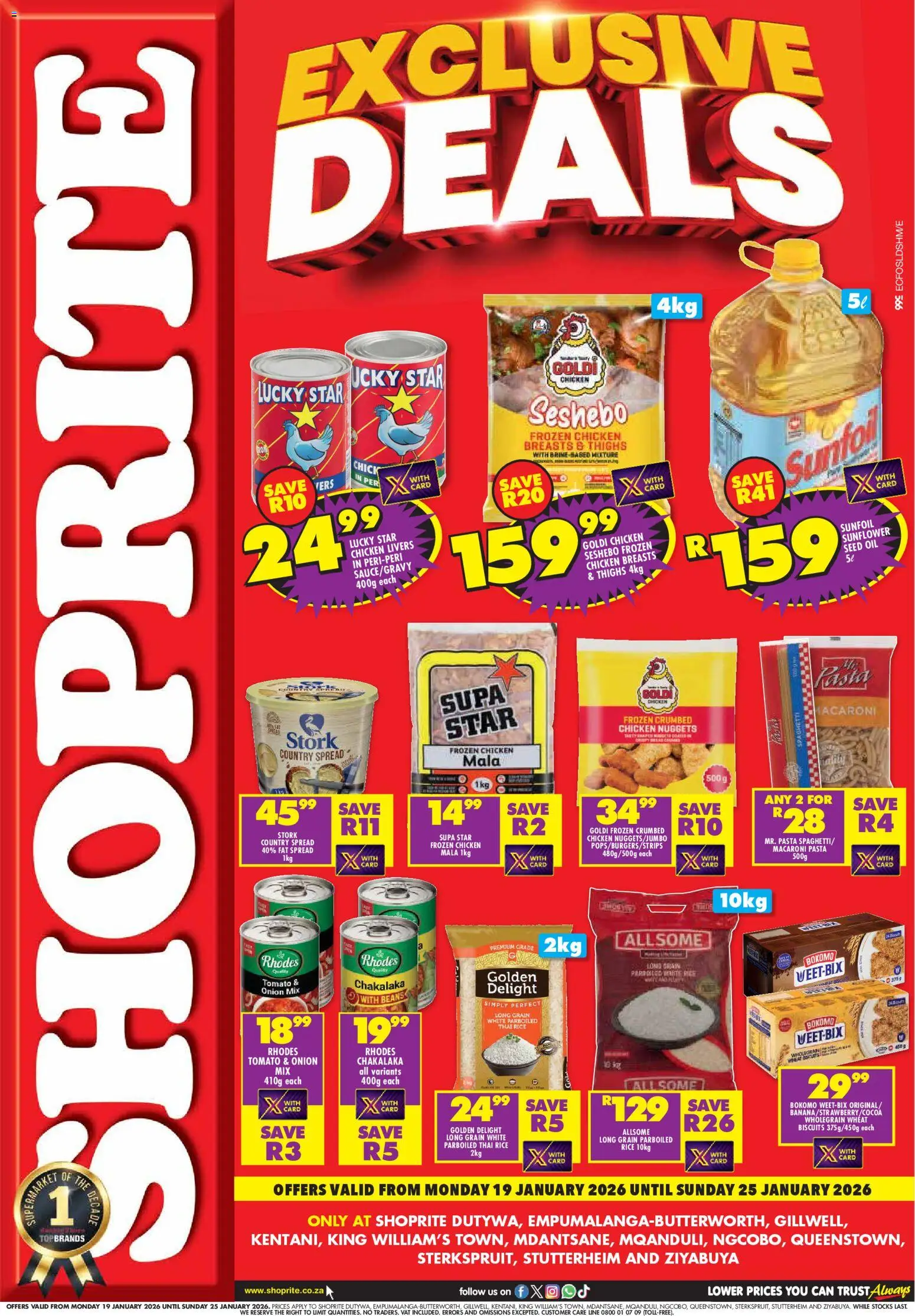 New Shoprite catalogue – valid from 19.01.2026 | Page: 1 | Products: Beans, Oil, Chicken, Rice