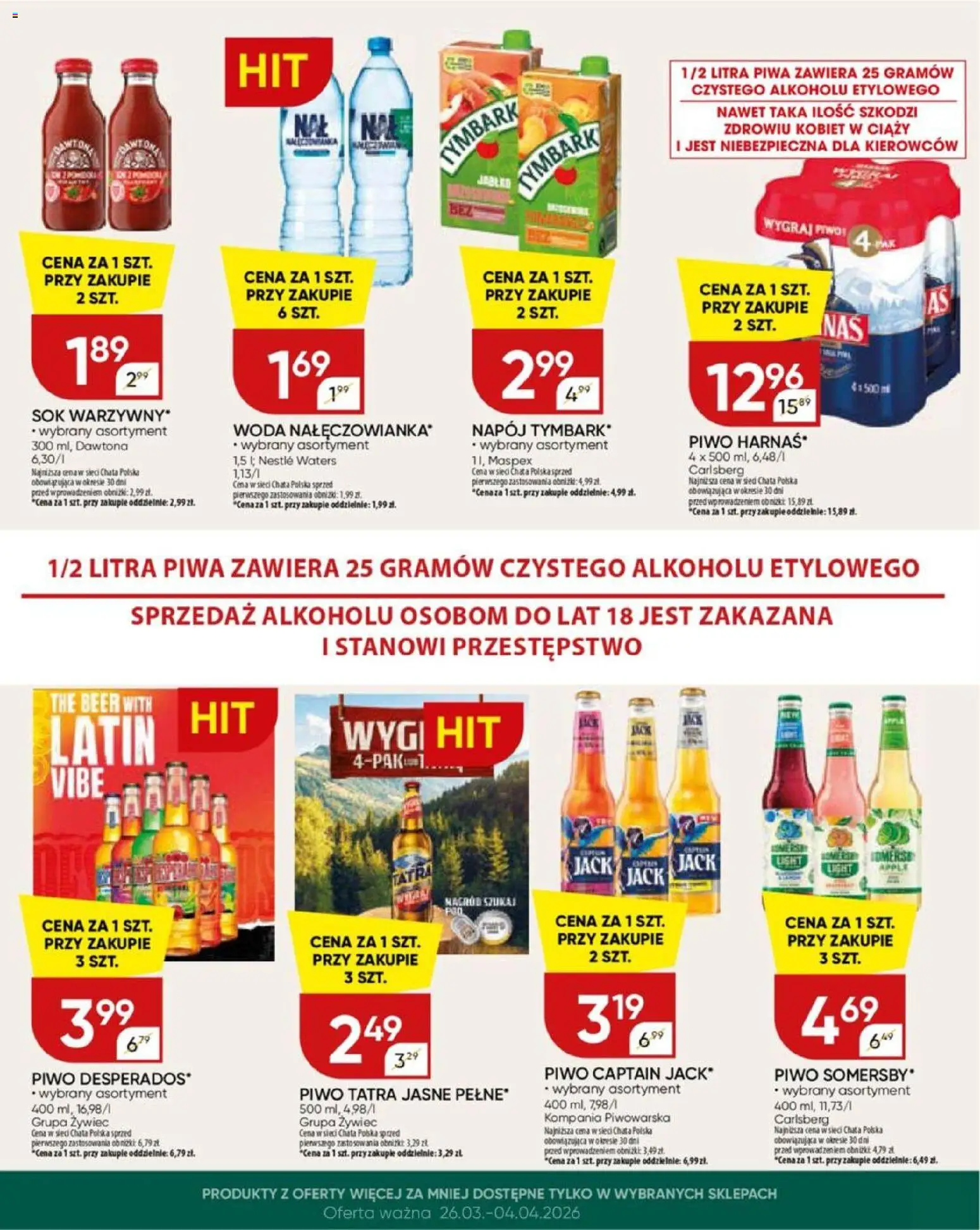 Chata Polska gazetka od 26.03.2026 | Strona: 32 | Produkty: Sok, Piwo, Woda