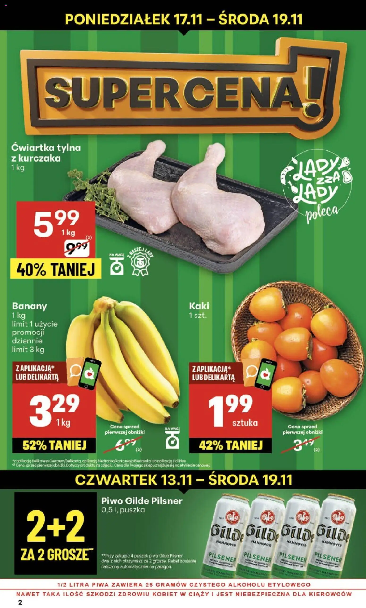 Delikatesy Centrum Gazetka - Sklepy Własne od 13.11.2025 | Strona: 2 | Produkty: Kaki, Delikatesy, Piwo, Banany