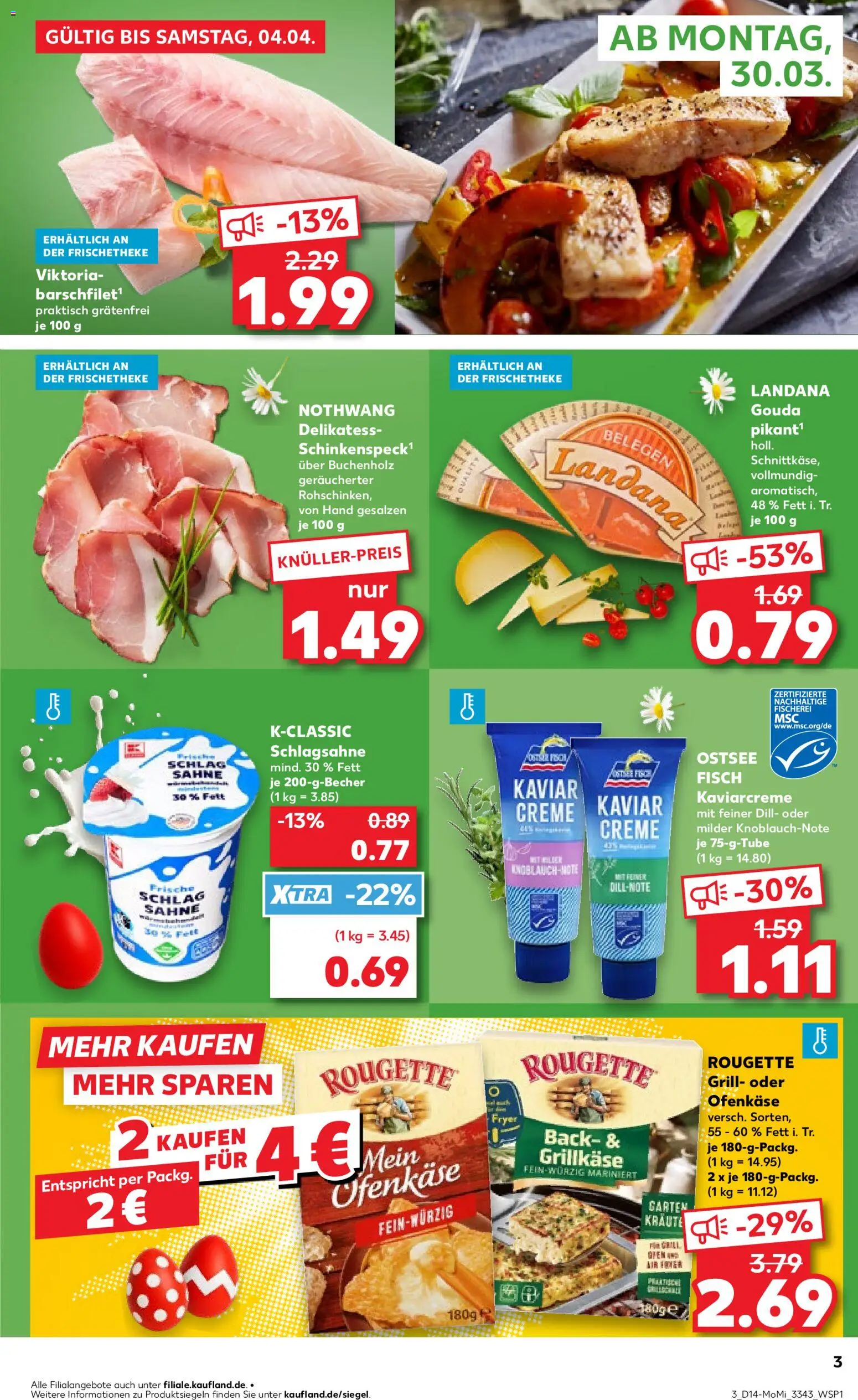 Kaufland Prospekt Potsdam	 – gültig ab 30.03.2026 | Seite: 3 | Produkte: Schlagsahne, Gouda, Dill, Sahne