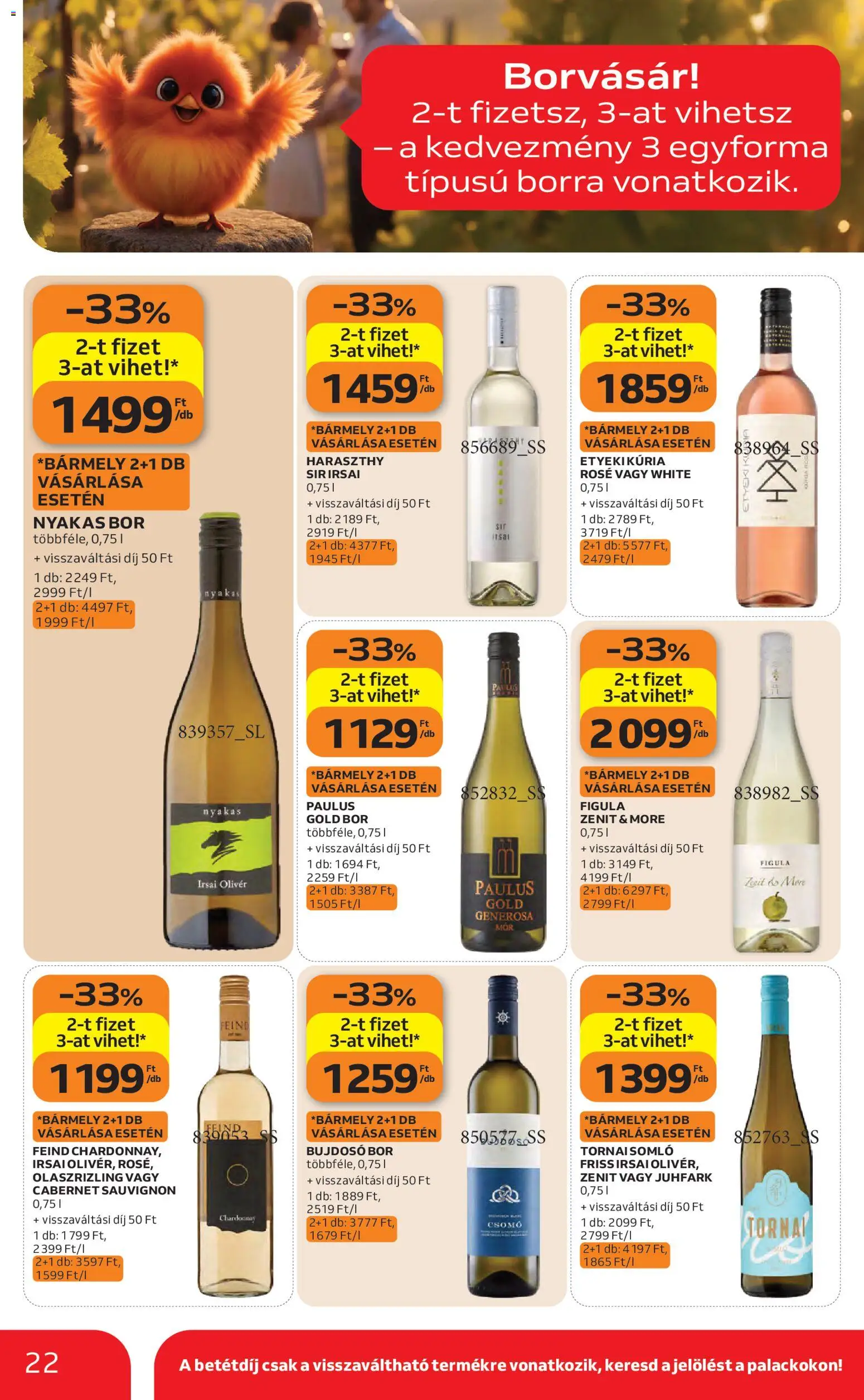 Auchan akciós ujság - amely érvényes a következő dátumtól: 23.04.2026 | Oldal: 22 | Termékek: Bor