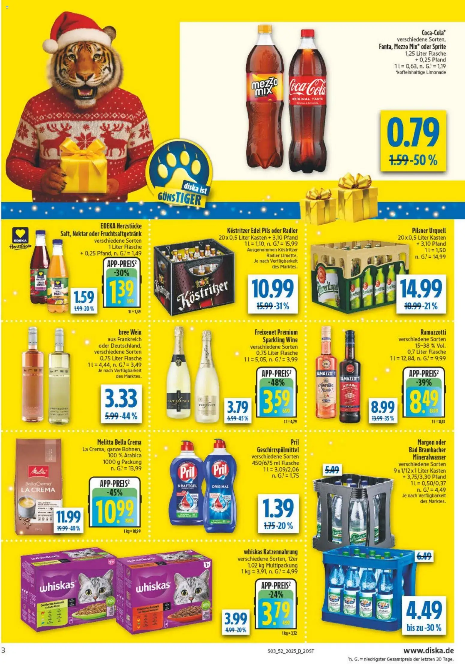 Diska - Diska Angebote Sachsen-Thüringen KW52 – gültig ab 22.12.2025 | Seite: 3 | Produkte: Coca cola, Pils, Mineralwasser, Pilsner urquell