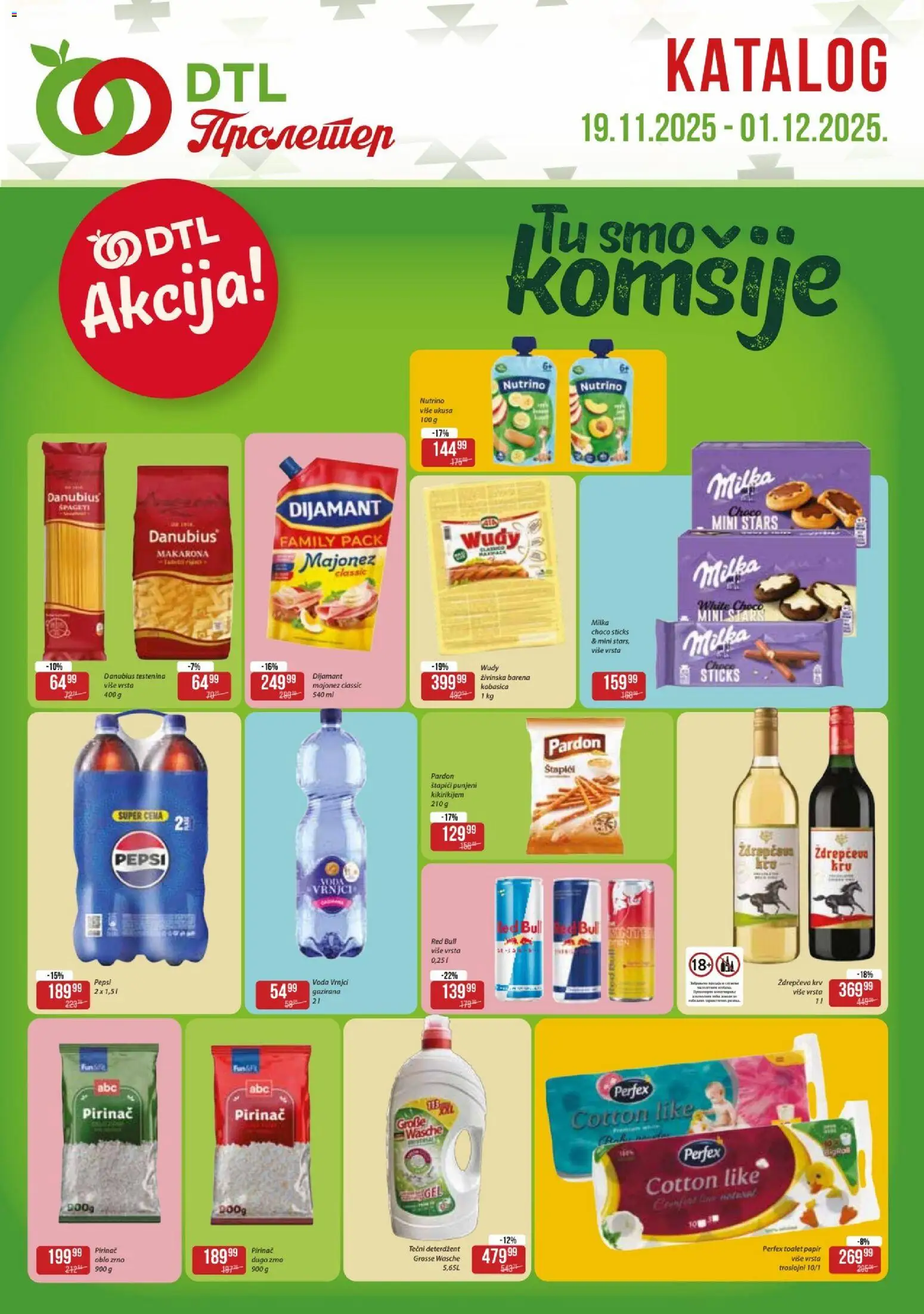Metalac Proleter katalog - važi od 19.11.2025 | Strana: 1 | Proizvode: Tečni deterdžent, Testenina, Red Bull, Kobasica