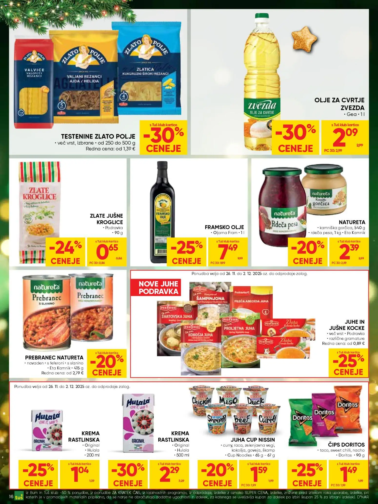 Novi Tuš katalog ponudbe – veljaven od 26.11.2025 | Stran: 16 | Izdelki: Krema, Ajda, Top doble cara, Pesa