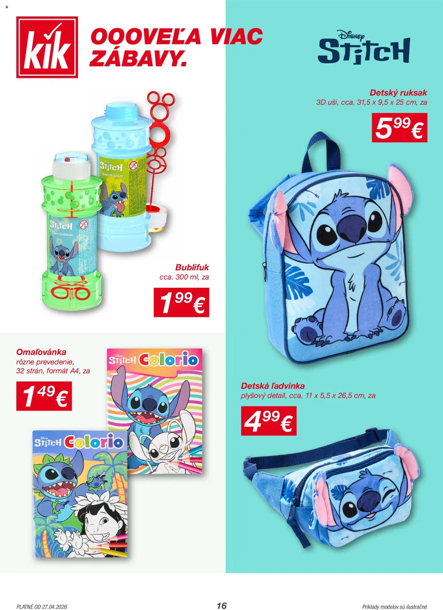 Nové Kik akcie – leták je platný od 27.04.2026 | Strana: 16 | Produkty: Ruksak