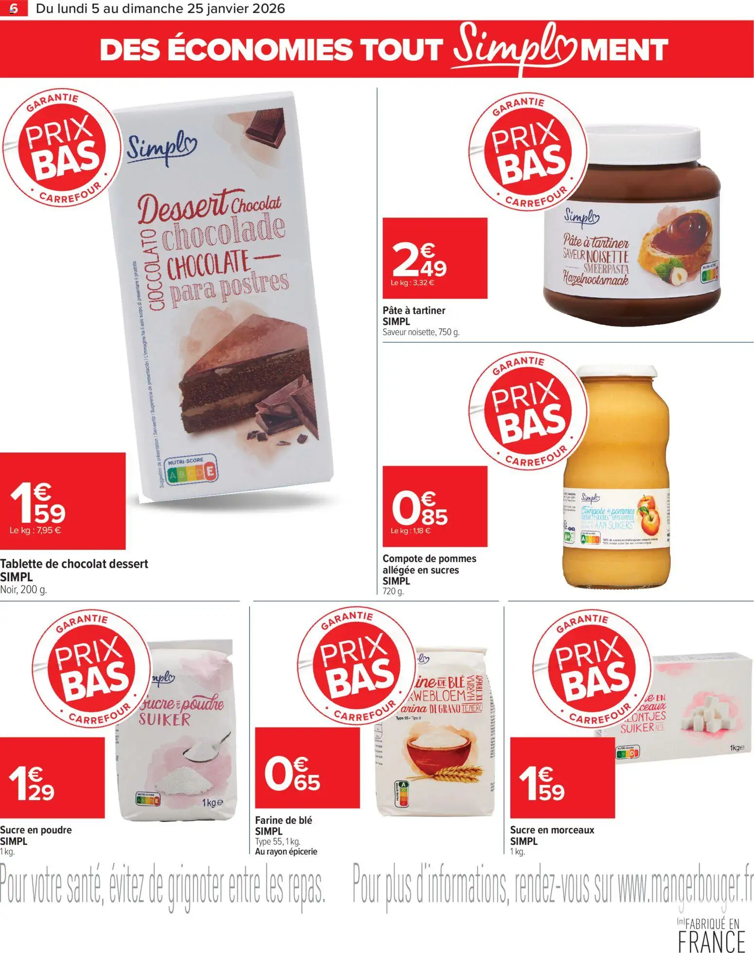 {H1} | Page: 6 | Produits: Farine de ble, Sucre, Poudre, Chocolat dessert