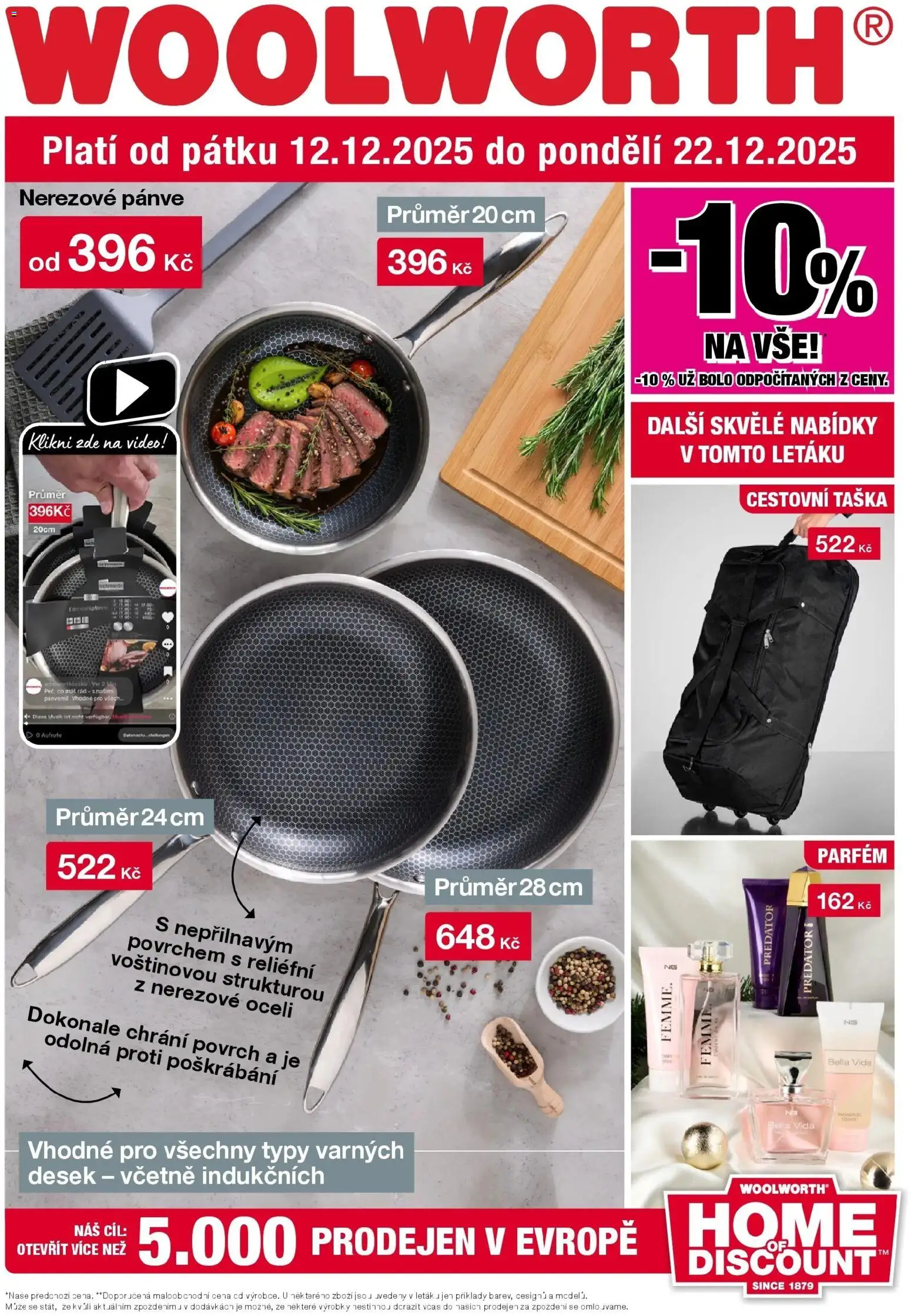 Woolworth leták - Jihlava, Znojmo, Příbram od 12.12.2025 | Strana: 1 | Produkty: WAP, Cestovní taška, Video, Parfém
