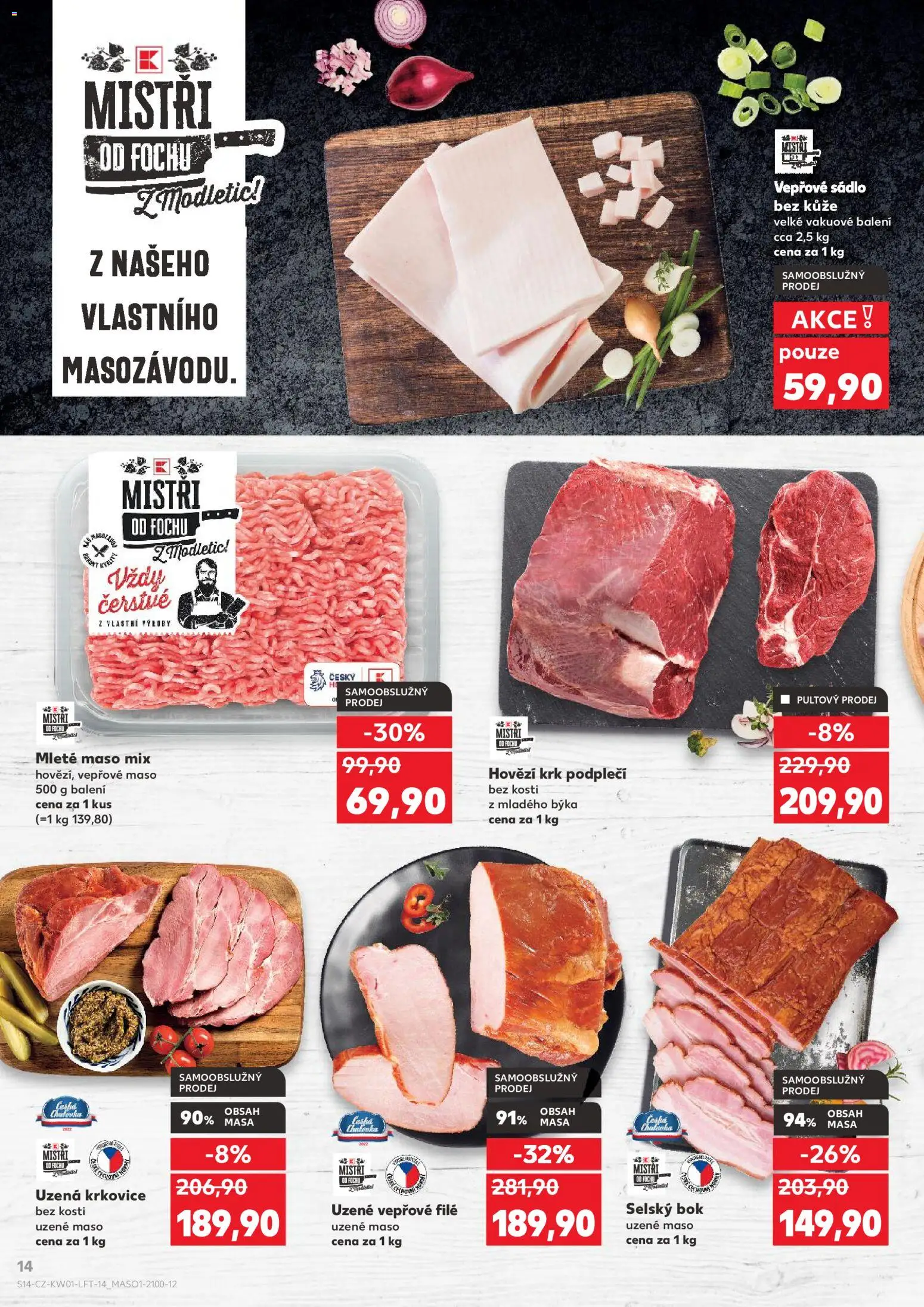 Kaufland leták - Plzeň od 02.01.2026 | Strana: 14 | Produkty: Krkovice bez kosti, Mleté maso mix, Maso, File