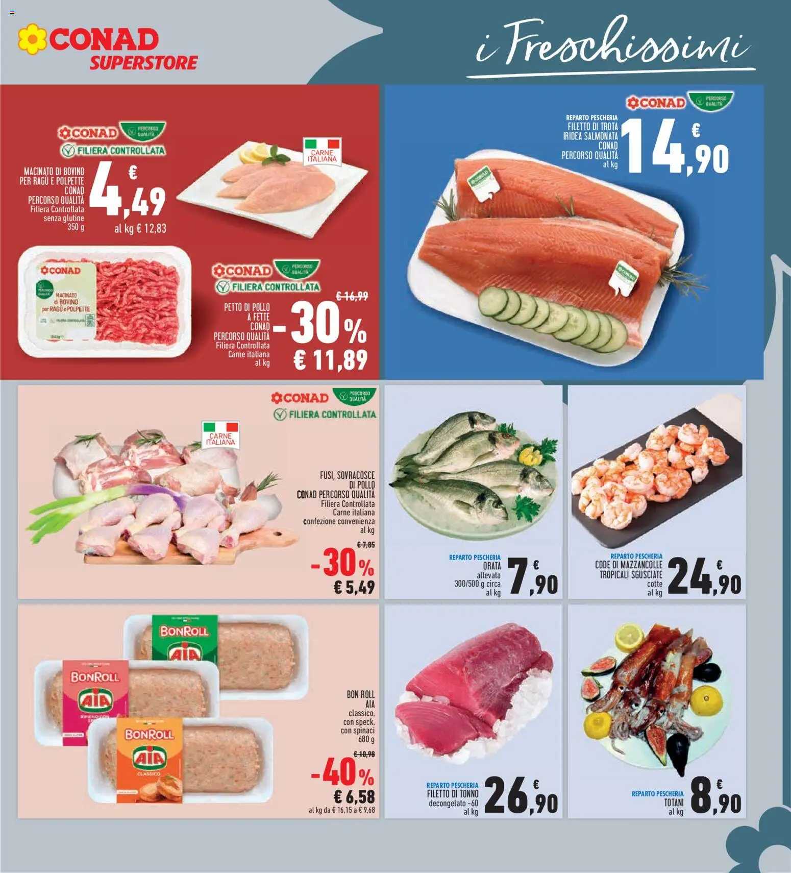 Volantino Conad del 06.11.2025 | Pagina: 13 | Prodotti: Petto di Pollo, Pollo, Mazzancolle, Macinato