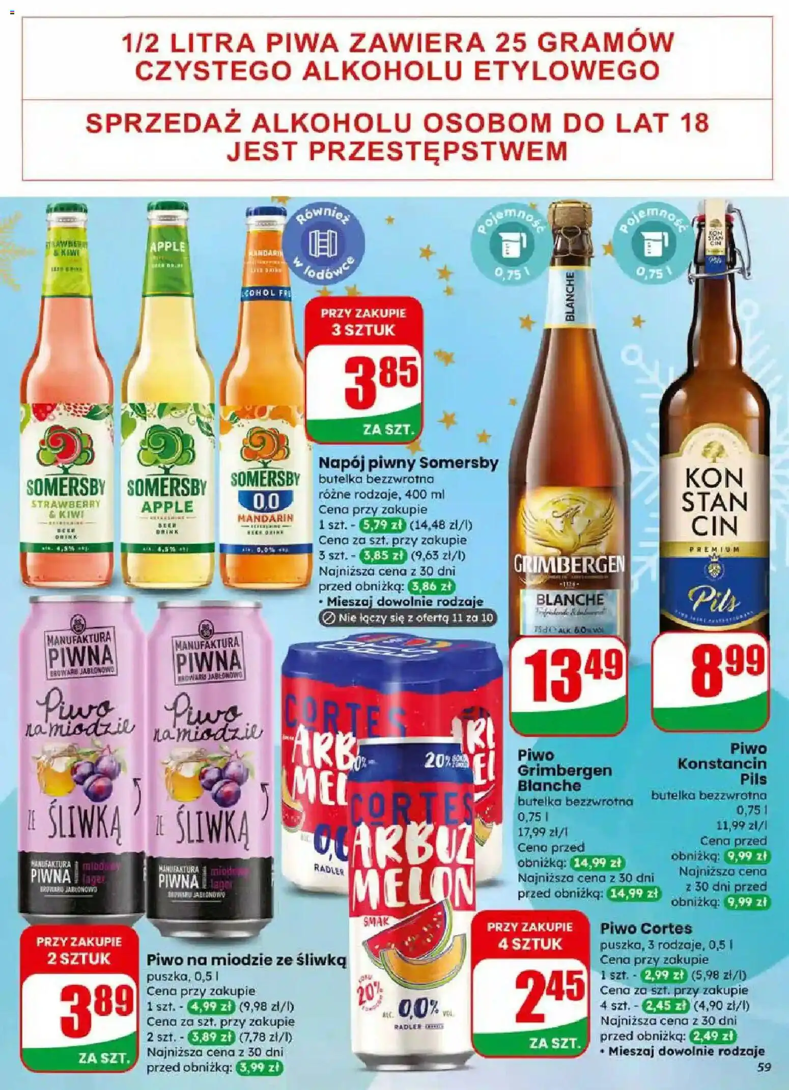 Dino Gazetka od 17.12.2025 | Strona: 59 | Produkty: Arbuz, Melon, Piwo grimbergen, Somersby
