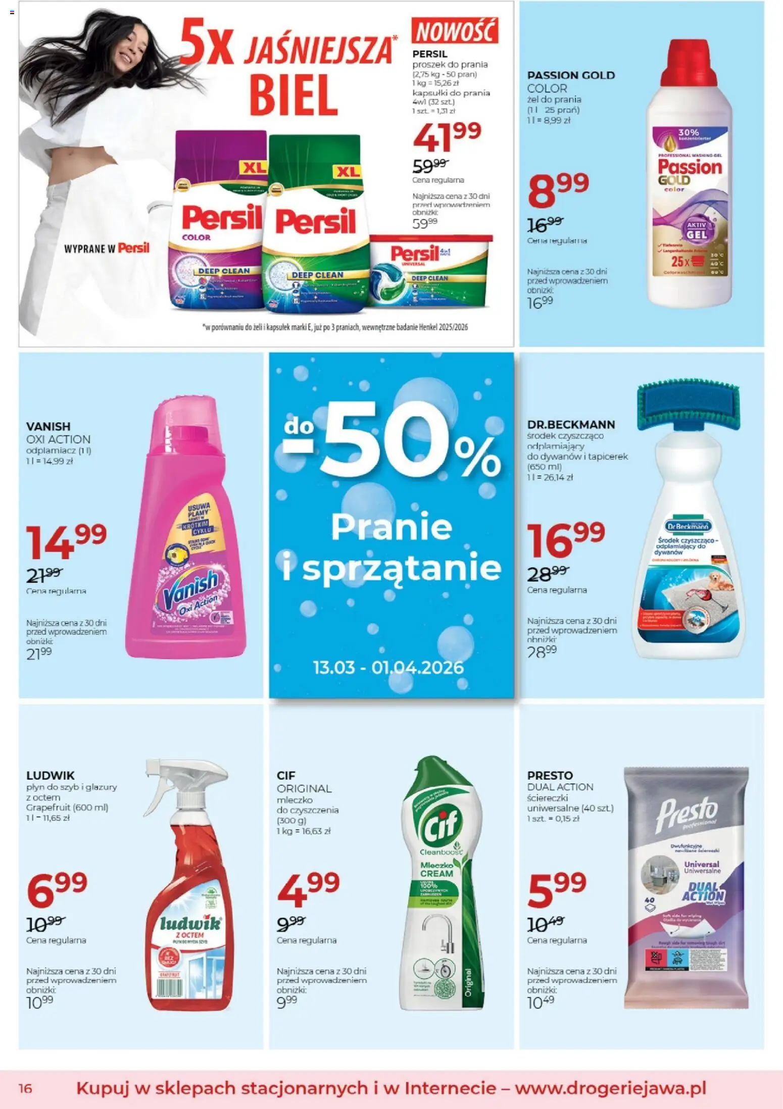 Jawa gazetka od 04.03.2026 | Strona: 16 | Produkty: Vanish, Proszek do prania, Odplamiacz, Ściereczki do czyszczenia