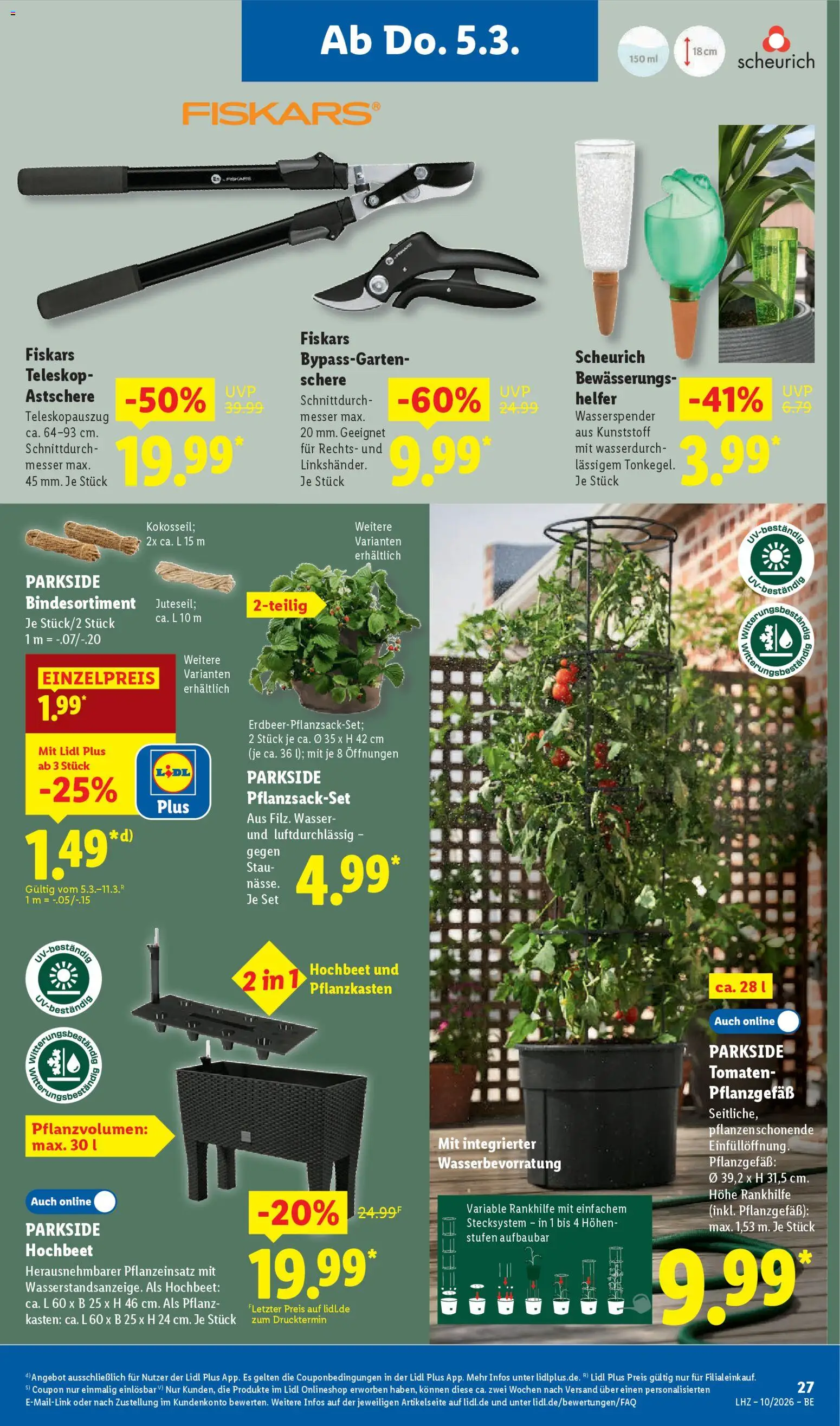 Lidl Prospekt Zossen – gültig ab 02.03.2026 | Seite: 45 | Produkte: Hochbeet, Tomaten, Wasser