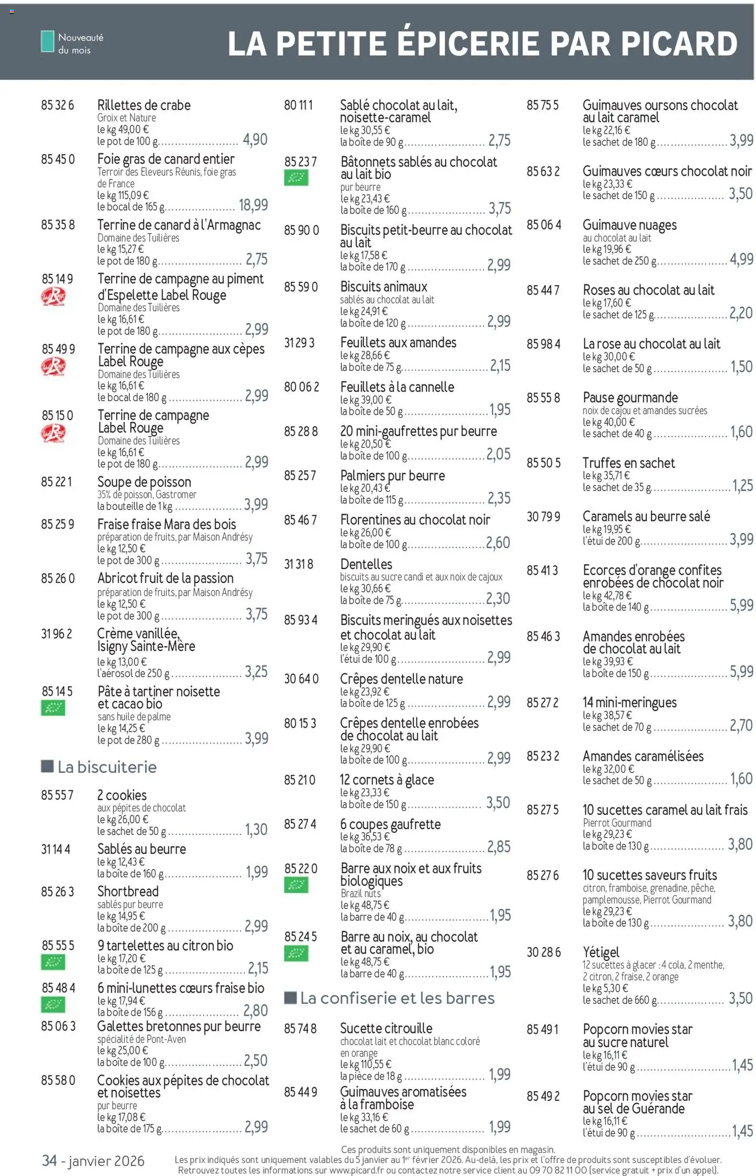 {H1} | Page: 34 | Produits: Orange, Chocolat, Poisson, Noix