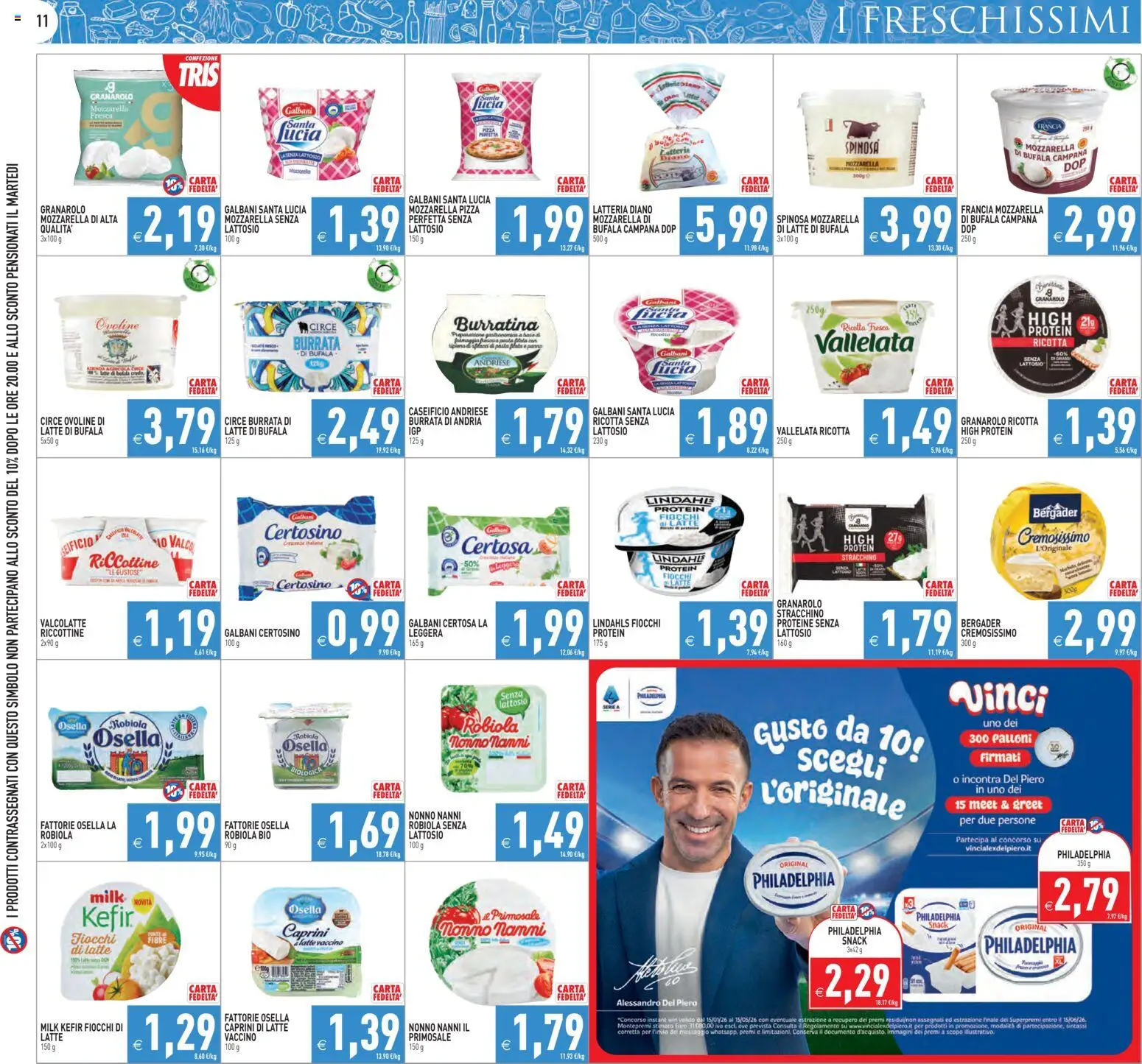 Volantino PIM Supermercati del 26.01.2026 | Pagina: 11 | Prodotti: Mozzarella, Latte, Stracchino, Burrata