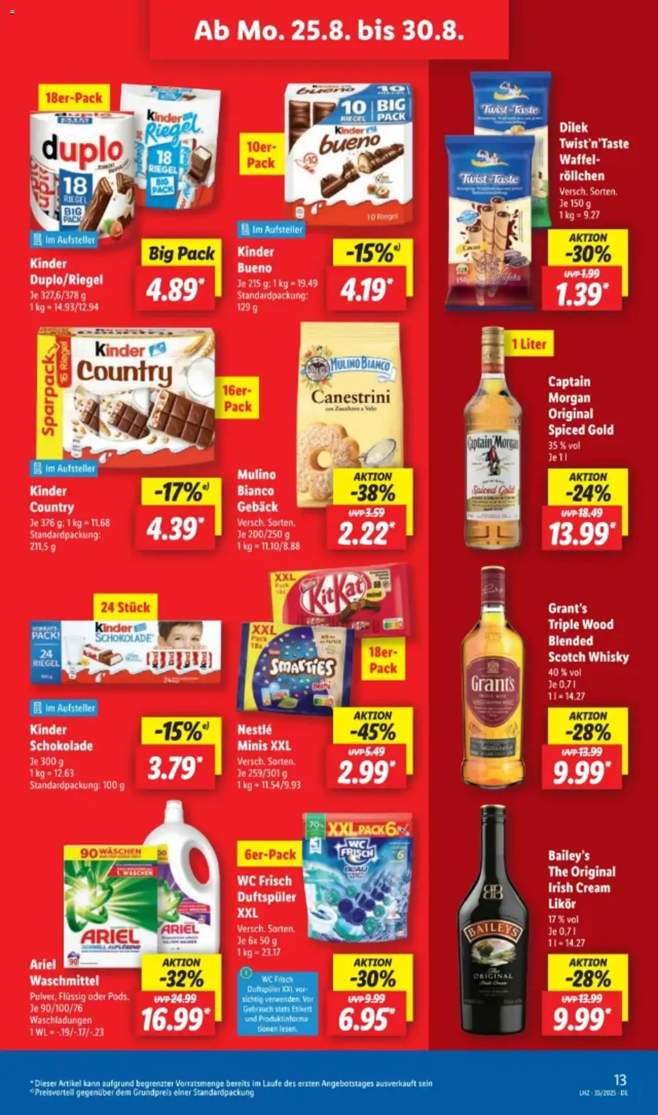 Lidl Prospekt 	 - gültig ab dem 25.08.2025 | Seite: 19 | Produkte: Whisky, Schokolade, Likör, Waschmittel