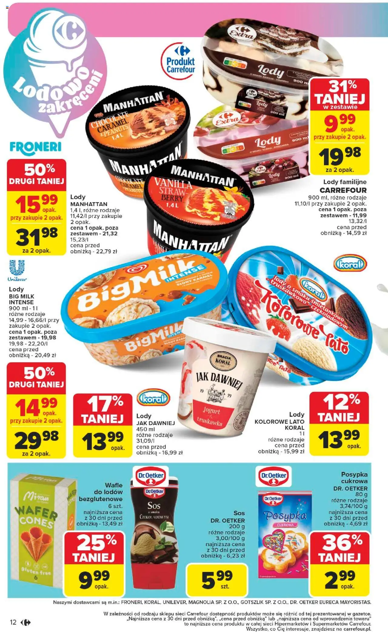 Carrefour Gazetka od 09.06.2025 | Strona: 14 | Produkty: Lody manhattan, Big Milk, Jogurt, Lody