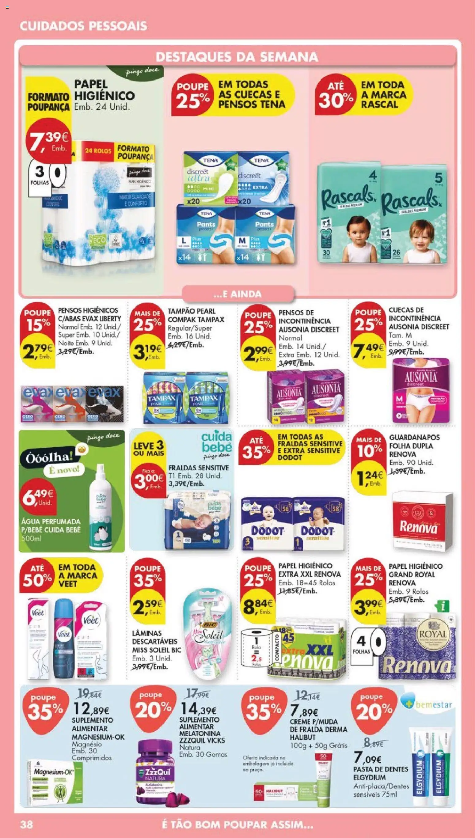 Pingo Doce folheto │ válido de 21.04.2026 | Página: 42 | Produtos: Guardanapos, Pasta de dentes, Melatonina, Cuecas