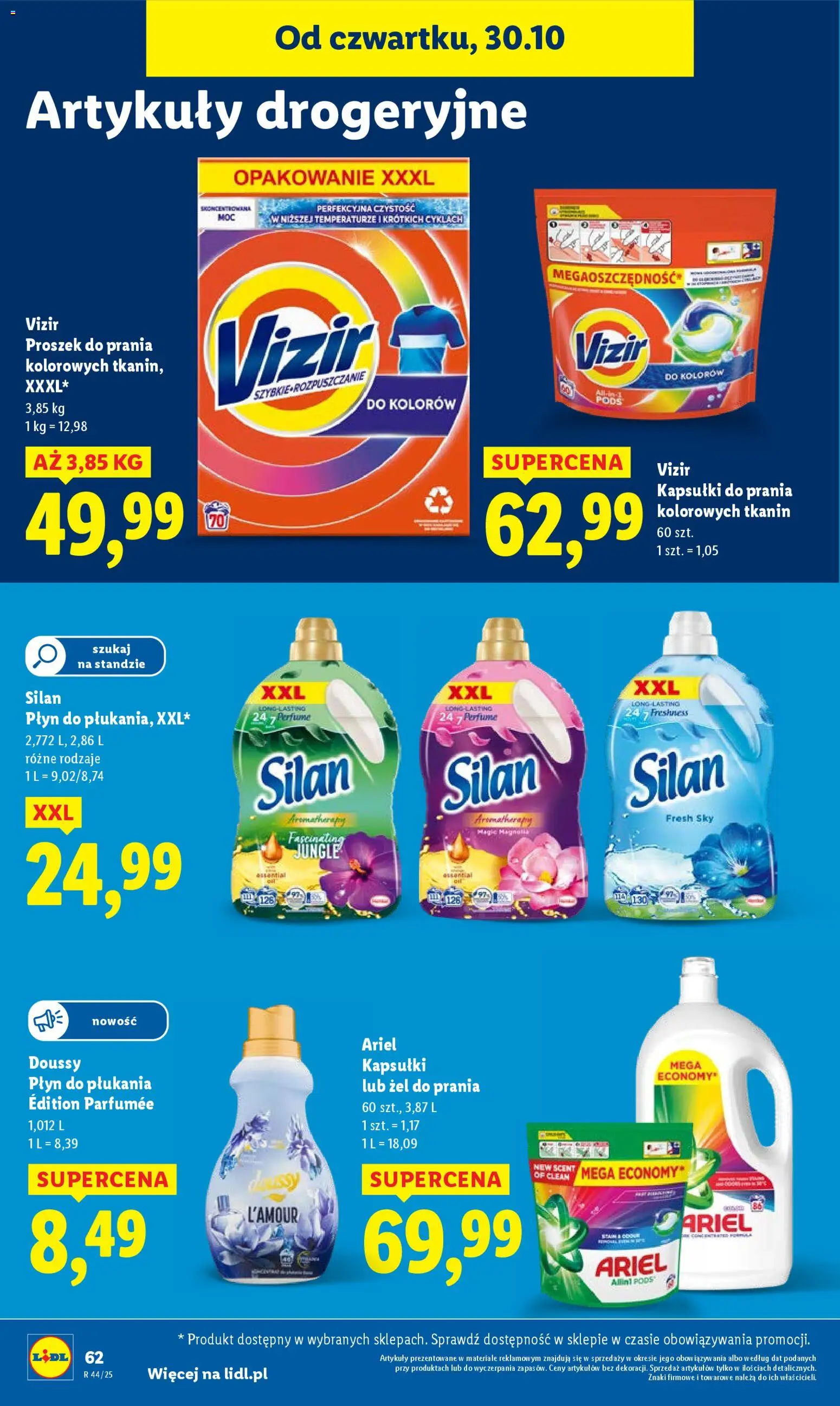 Lidl Gazetka od 30.10.2025 | Strona: 64 | Produkty: Ariel kapsułki, Ariel, Kapsułki do prania, Proszek do prania Vizir