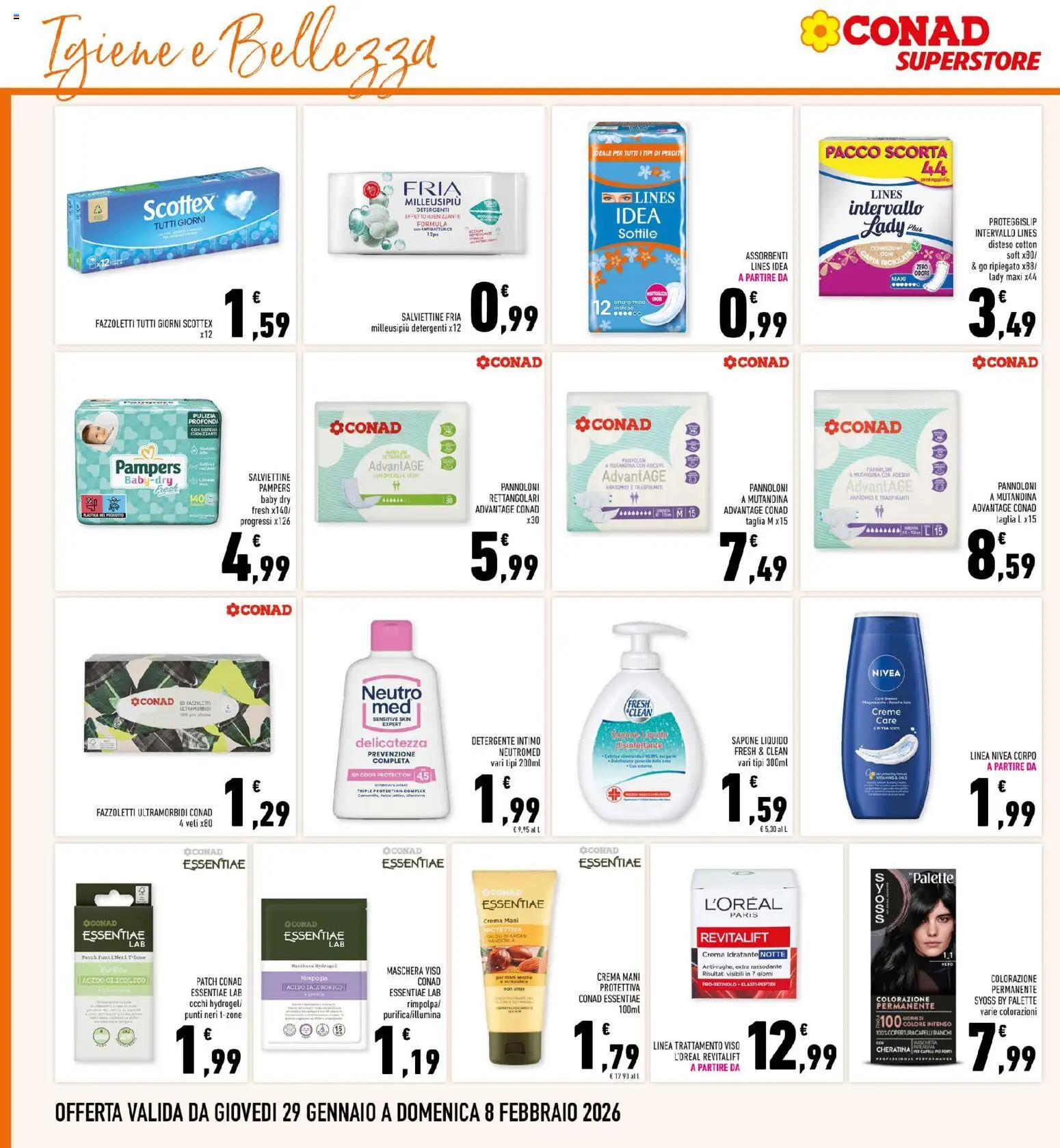 Volantino Conad del 29.01.2026 | Pagina: 28 | Prodotti: Sapone, Detergente, Maschera viso, Intimo