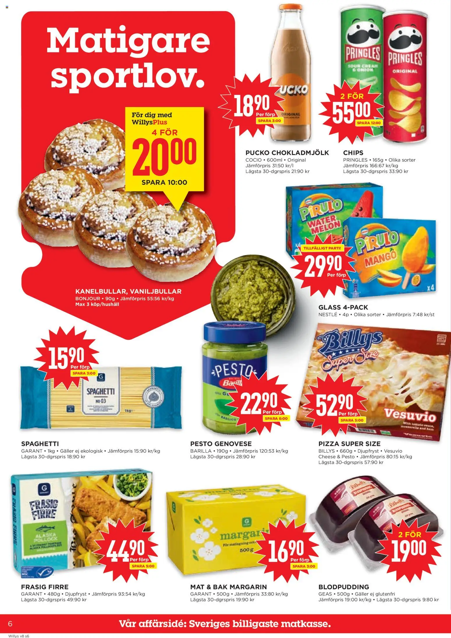 Willys reklamblad aktuell från 16.02.2026 | Sida: 6 | Produkter: Pringles, Galler, Margarin, Pizza