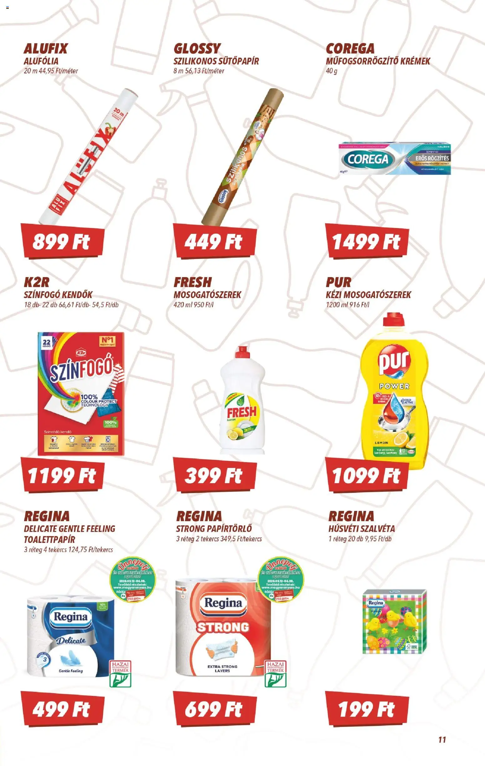 CBA akciós ujság - amely érvényes a következő dátumtól: 26.03.2026 | Oldal: 11 | Termékek: Kendő, Papírtörlő