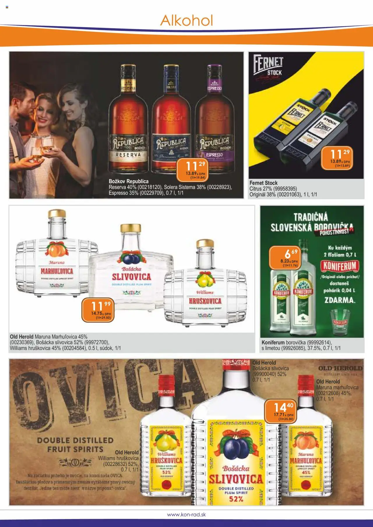 KON - RAD leták │ platný od 01.06.2025 | Strana: 12 | Produkty: Borovička, Republica, Slivovica, Alkohol