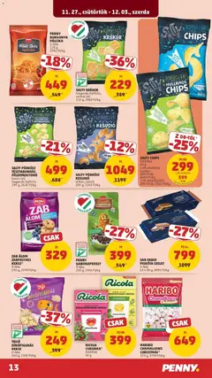 SALTY Pörkölt Tésztabundás Földimogyoró, bacon ízű, hagymás-tejfölös, 190 g - amely érvényes a következő dátumtól: 27.11.2025 | Oldal: 13