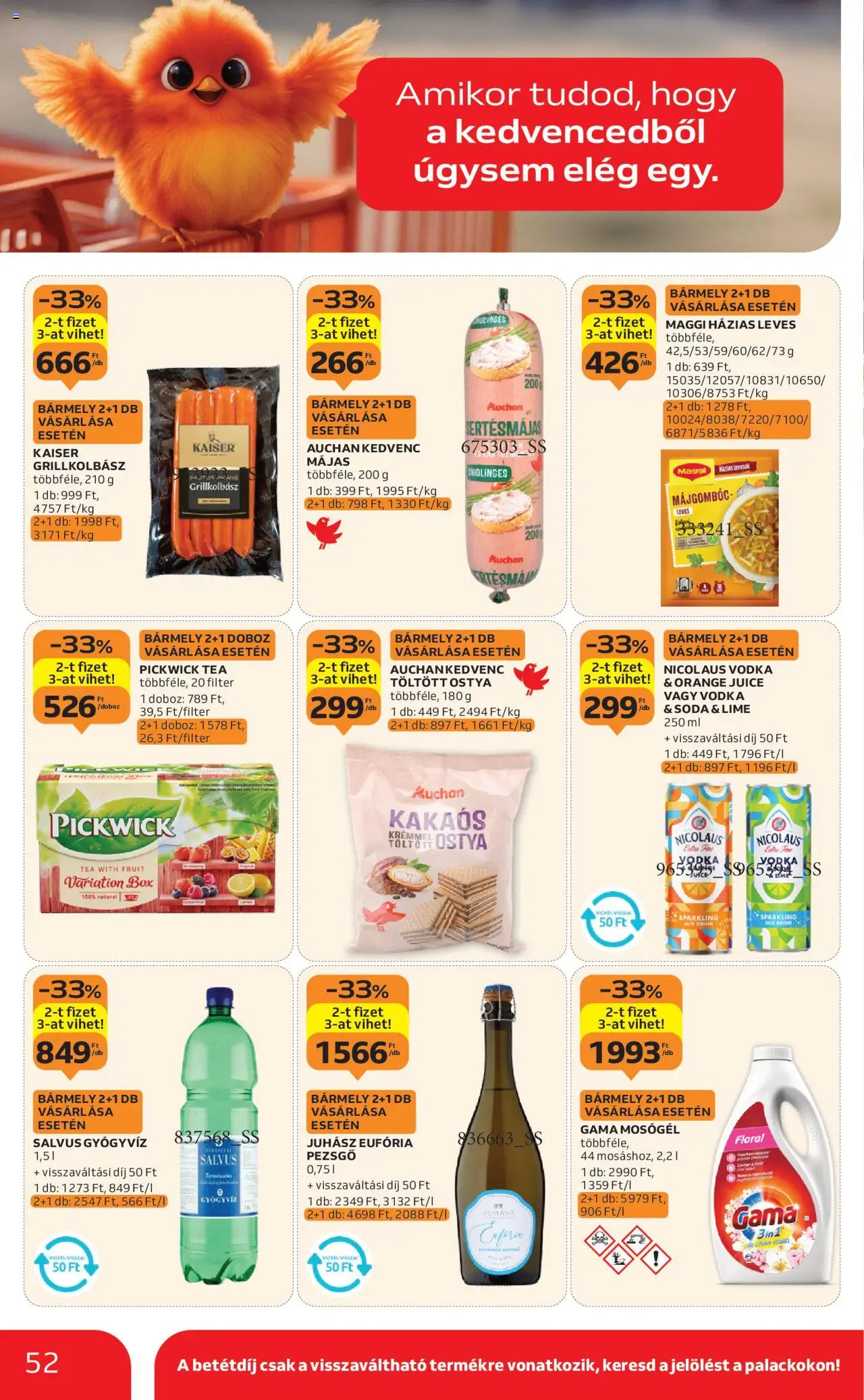 Auchan akciós ujság - amely érvényes a következő dátumtól: 07.08.2025 | Oldal: 52 | Termékek: Grillkolbász, Pezsgő, Doboz, Tea