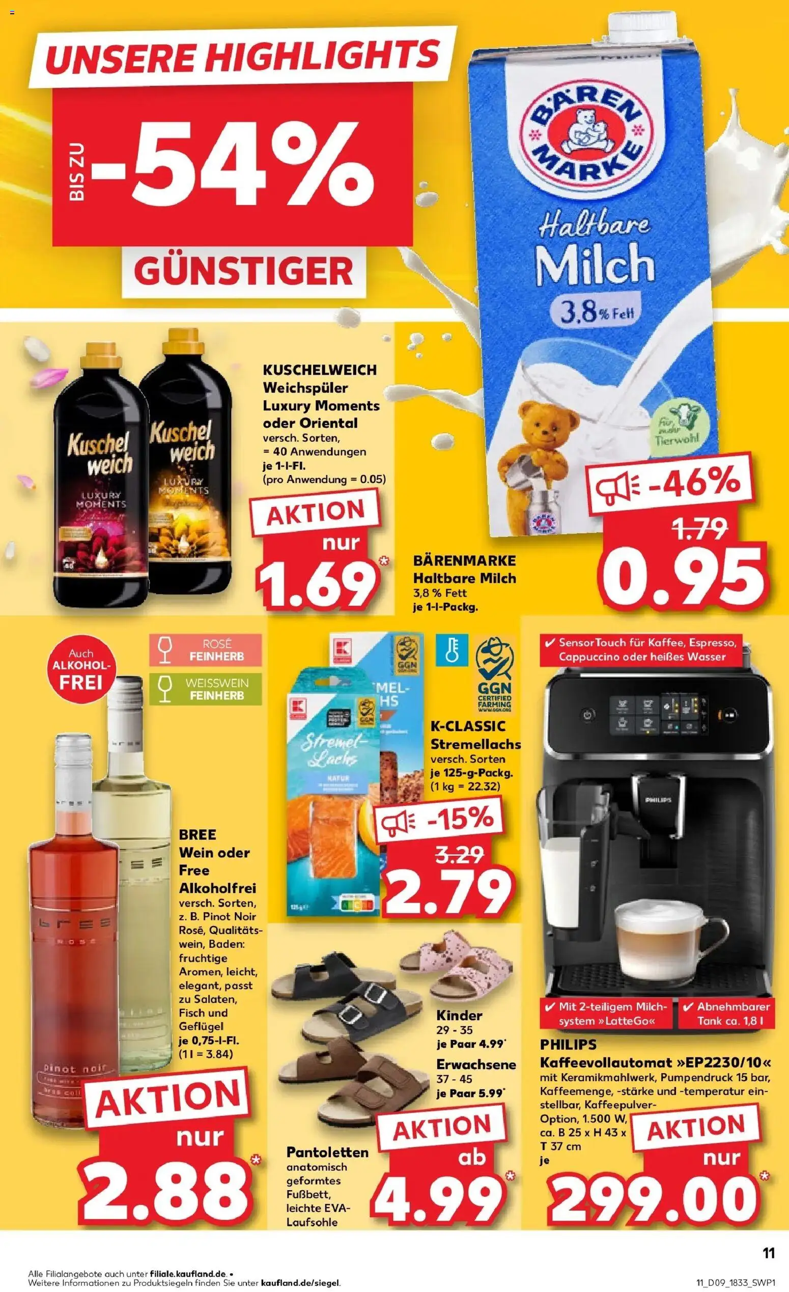 Kaufland prospekt Menden (Sauerland)	 – gültig ab 26.02.2026 | Seite: 11 | Produkte: Weißwein, Haltbare milch, Kuschelweich, Lachs