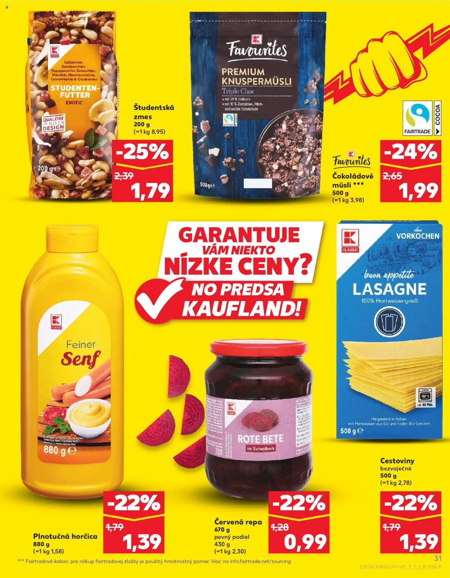 Nové Kaufland akcie – leták je platný od 29.01.2026 | Strana: 31 | Produkty: Cestoviny, Červená repa, Lasagne, Kakao