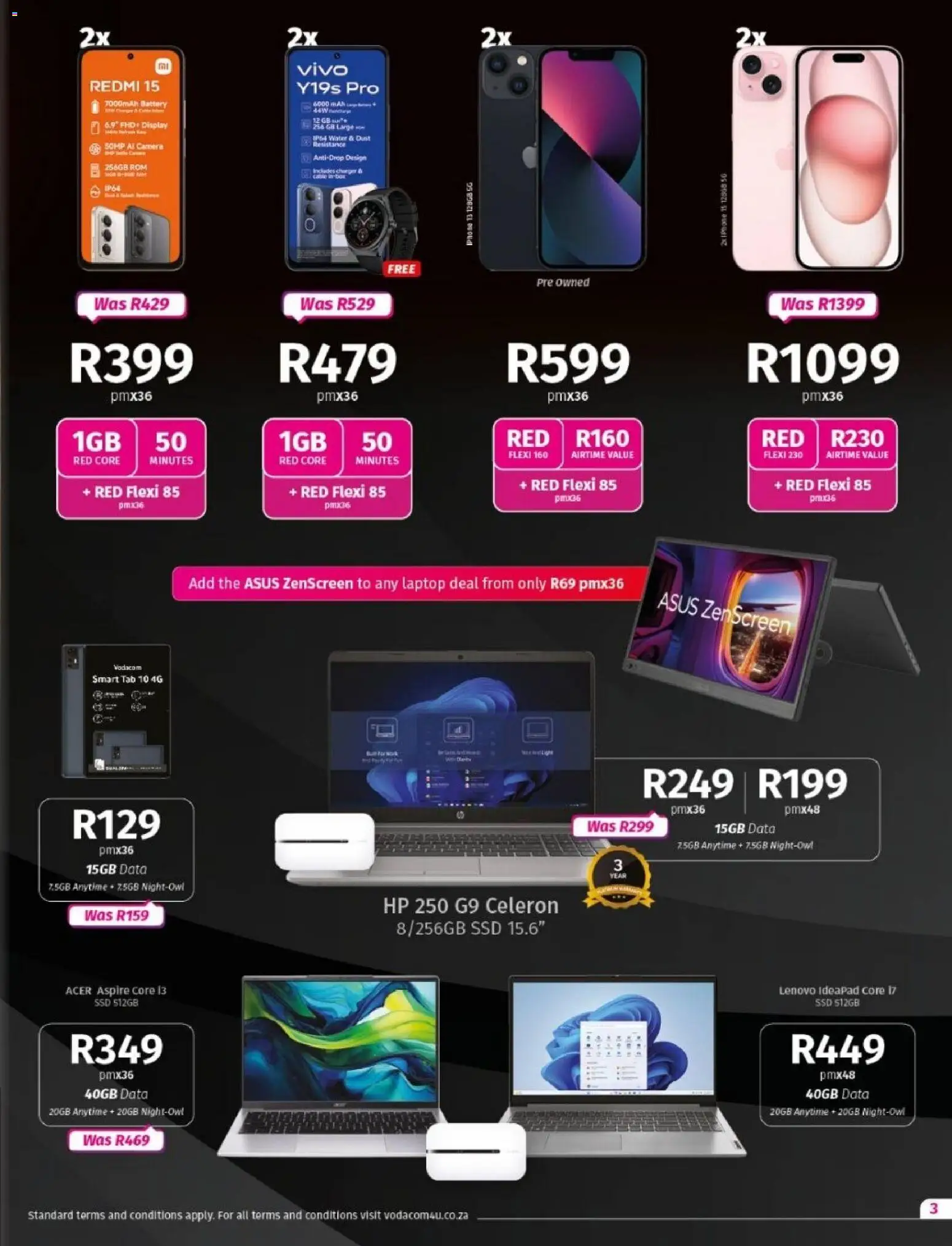 New Vodacom catalogue – valid from 04.11.2025 | Page: 3 | Products: Phone, Box, Battery, Water