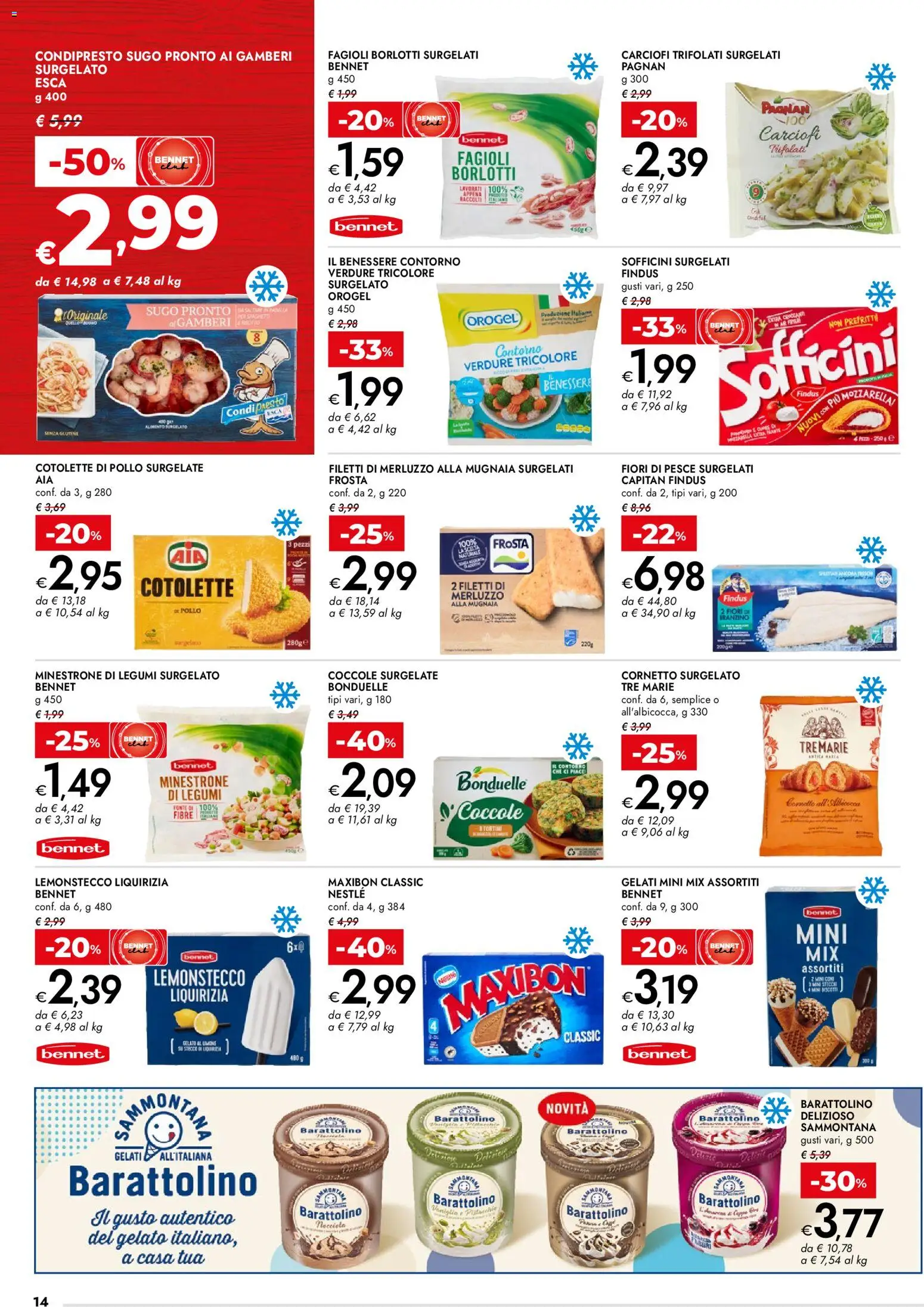 Volantino bennet del 07.04.2026 | Pagina: 14 | Prodotti: Minestrone, Legumi, Merluzzo, Gamberi