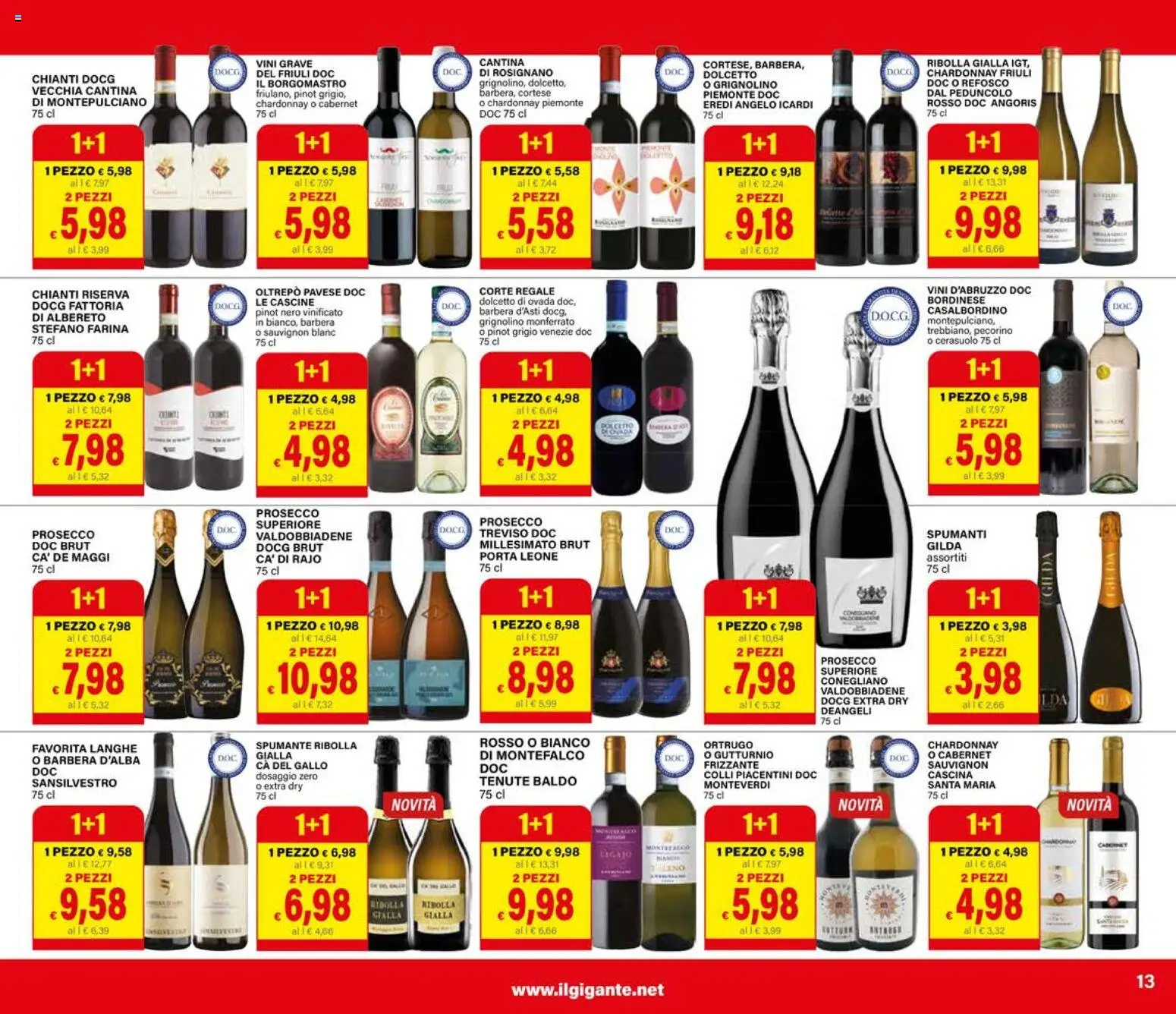 Volantino Il Gigante del 09.04.2026 | Pagina: 13 | Prodotti: Prosecco, Farina, Spumante, Pecorino