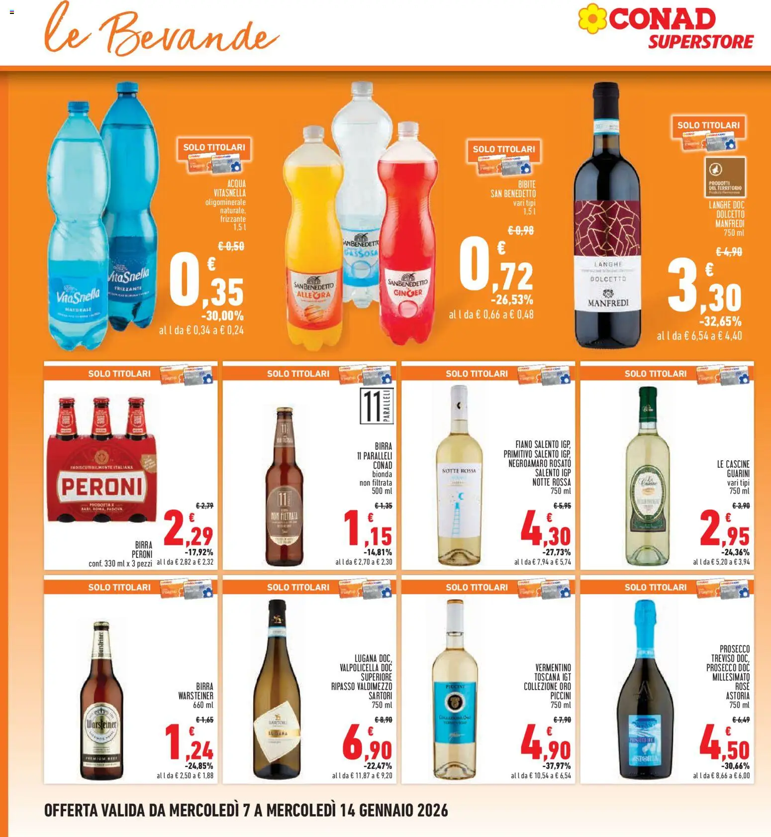 Volantino Conad del 07.01.2026 | Pagina: 22 | Prodotti: Birra, Prosecco, Acqua, Bibite