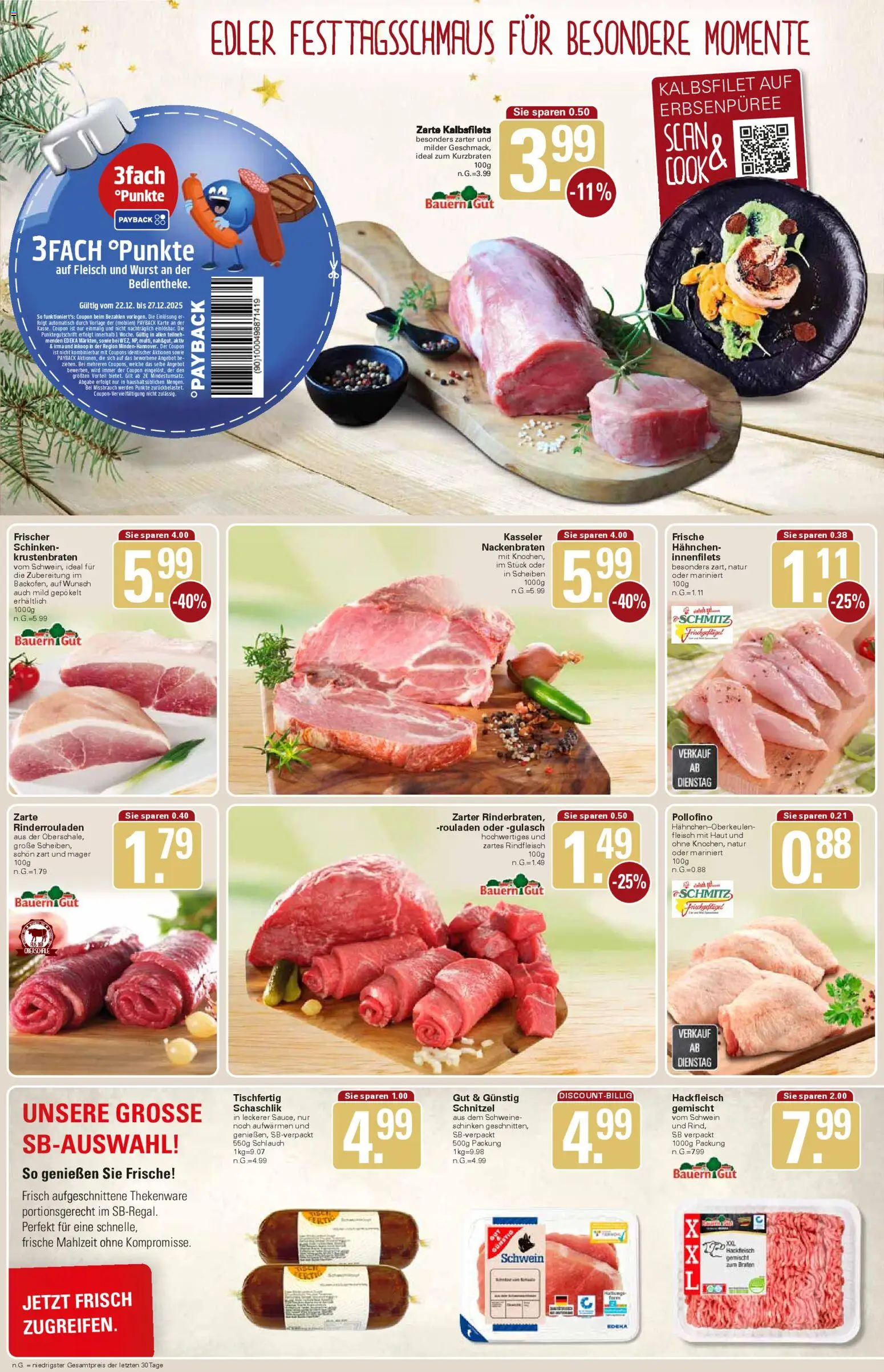 WEZ Prospekt – gültig ab 22.12.2025 | Seite: 4 | Produkte: Krustenbraten, Schnitzel, Rindfleisch, Hackfleisch