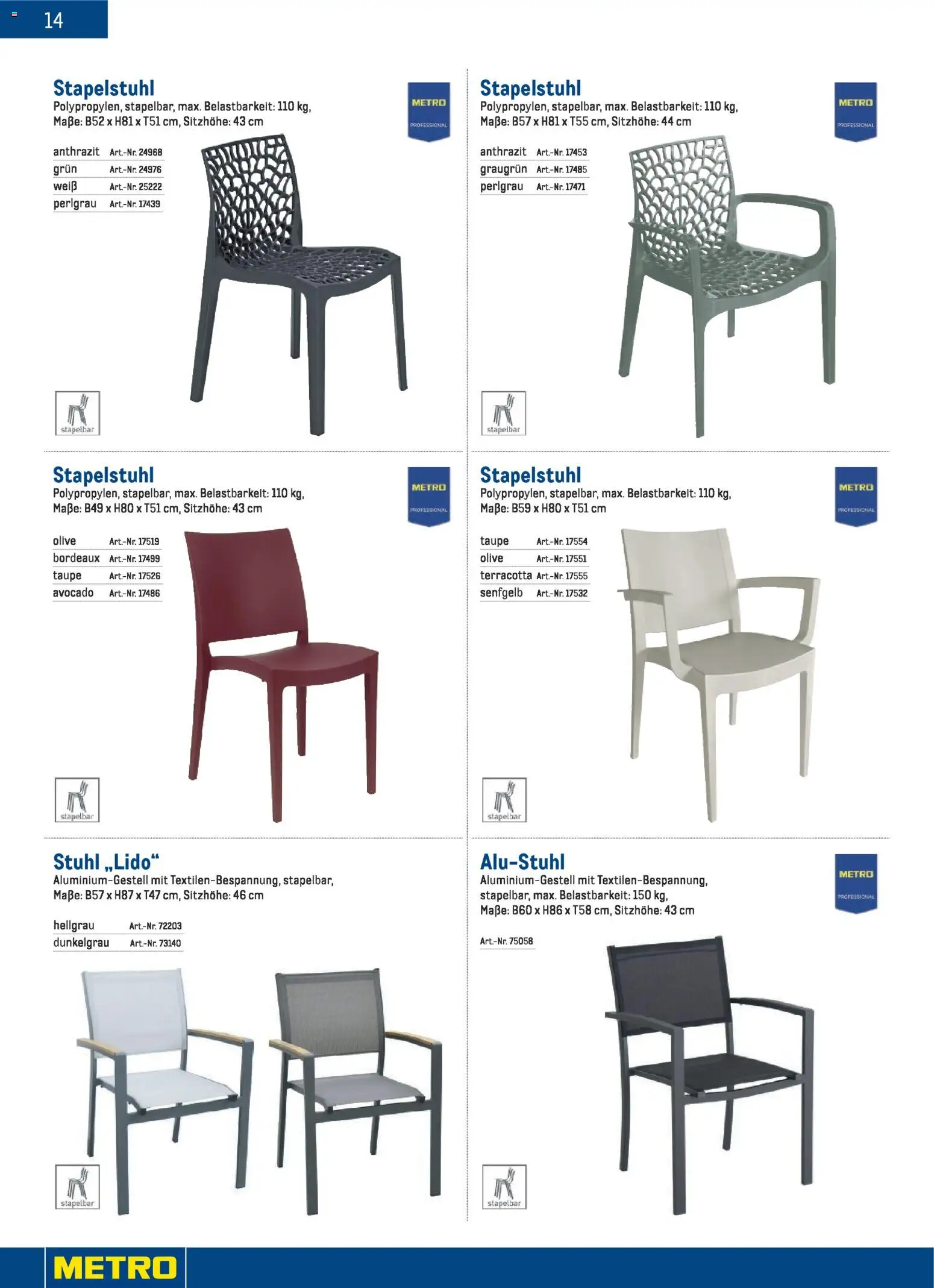 Metro Gast & Garten 2026 gültig ab 01.01.2026 | Seite: 14 | Produkte: Avocado, Stuhl
